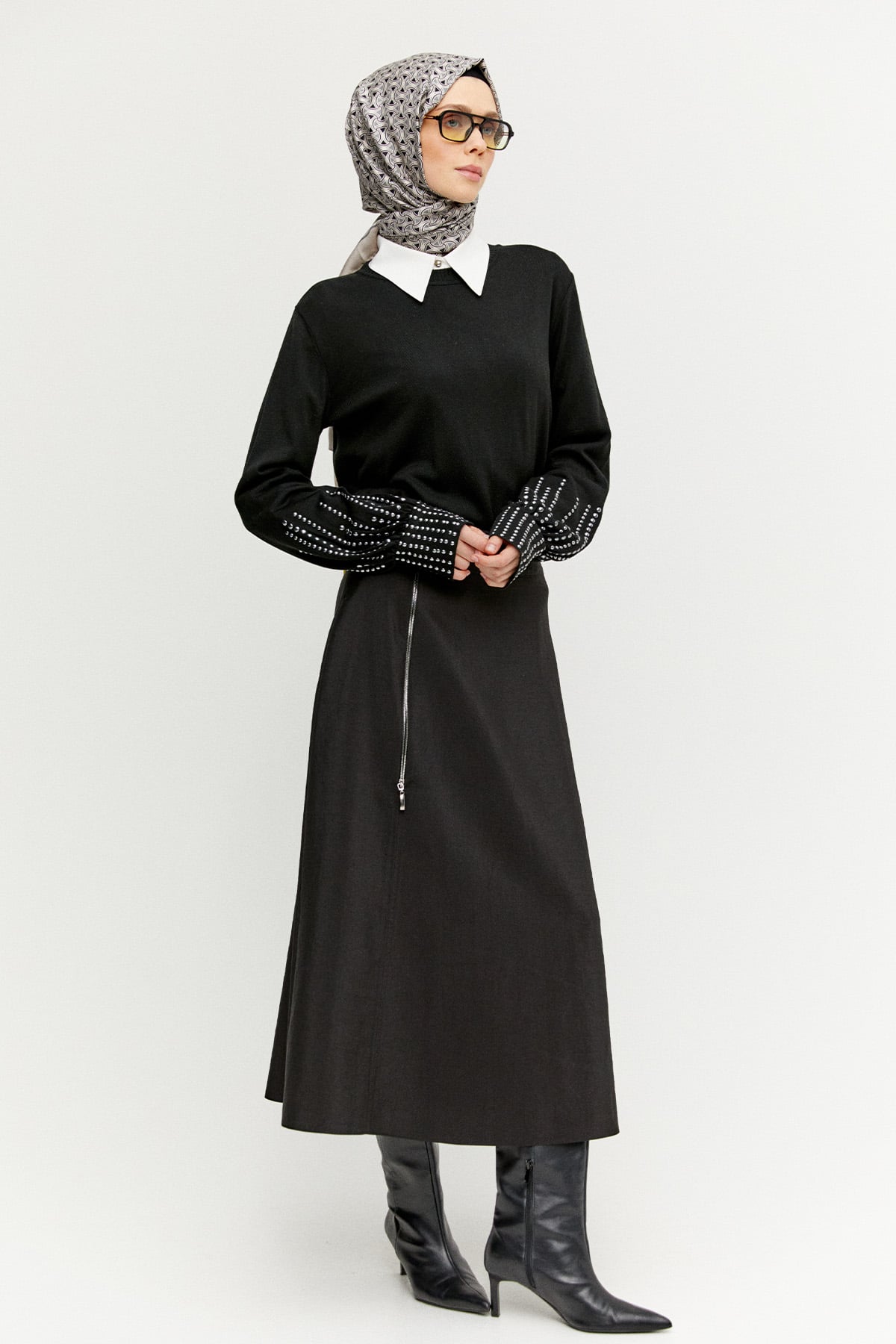 Taş Detaylı Triko Bluz