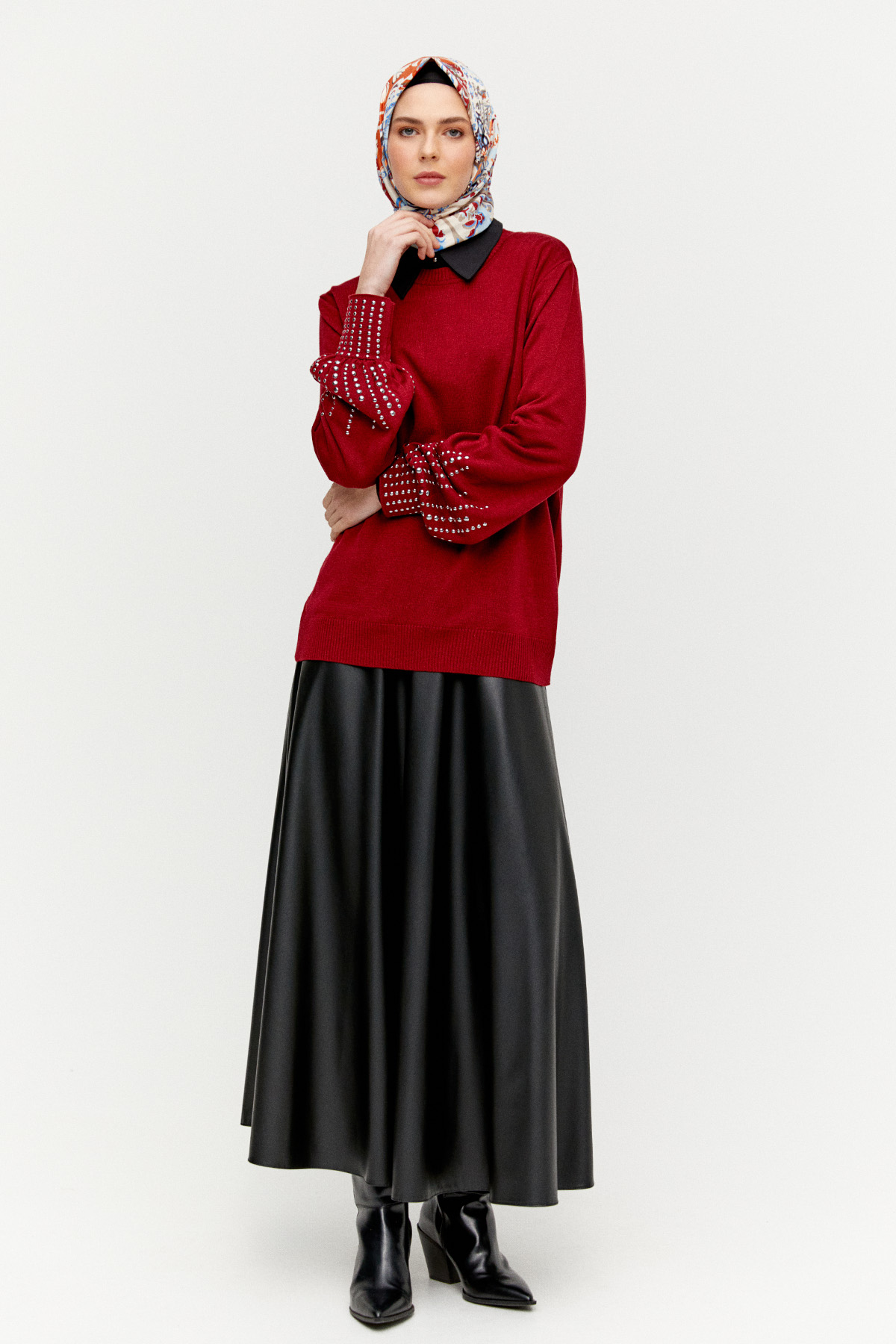 Taş Detaylı Triko Bluz