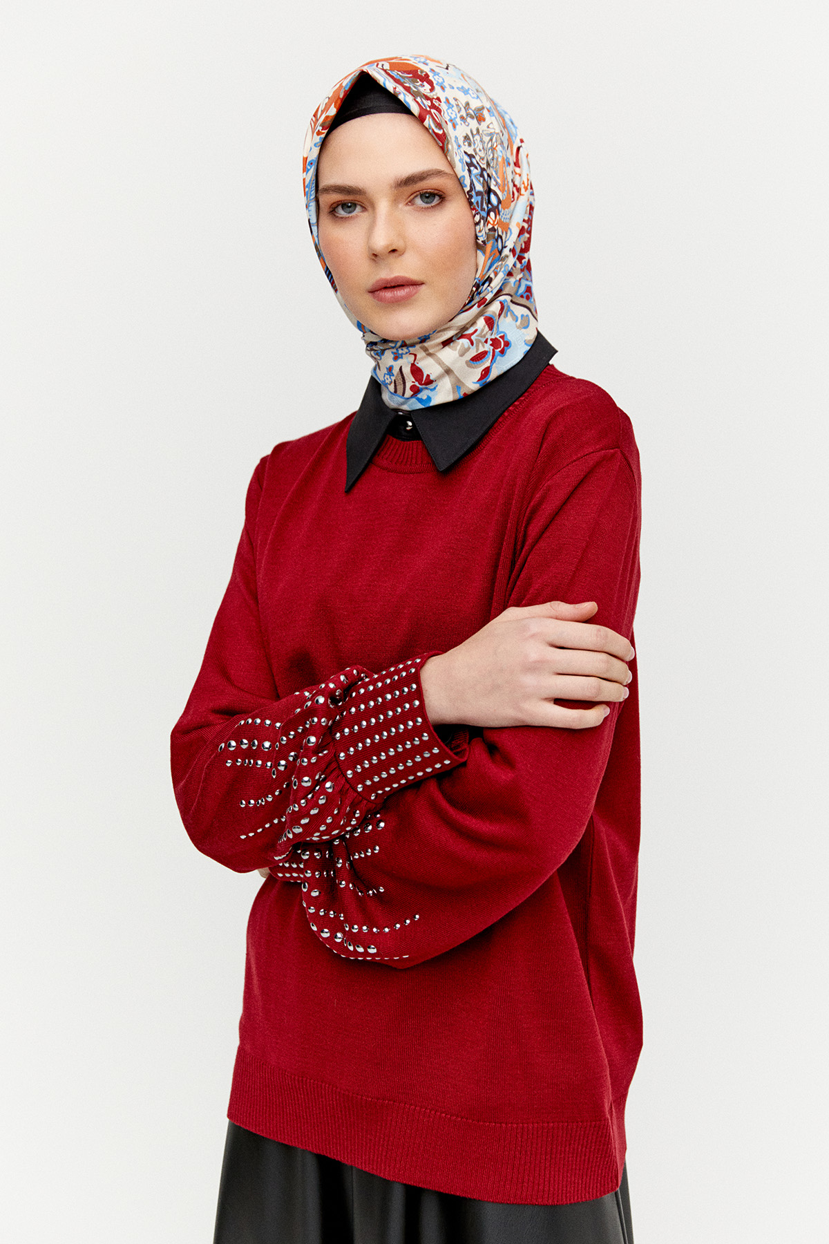 Taş Detaylı Triko Bluz