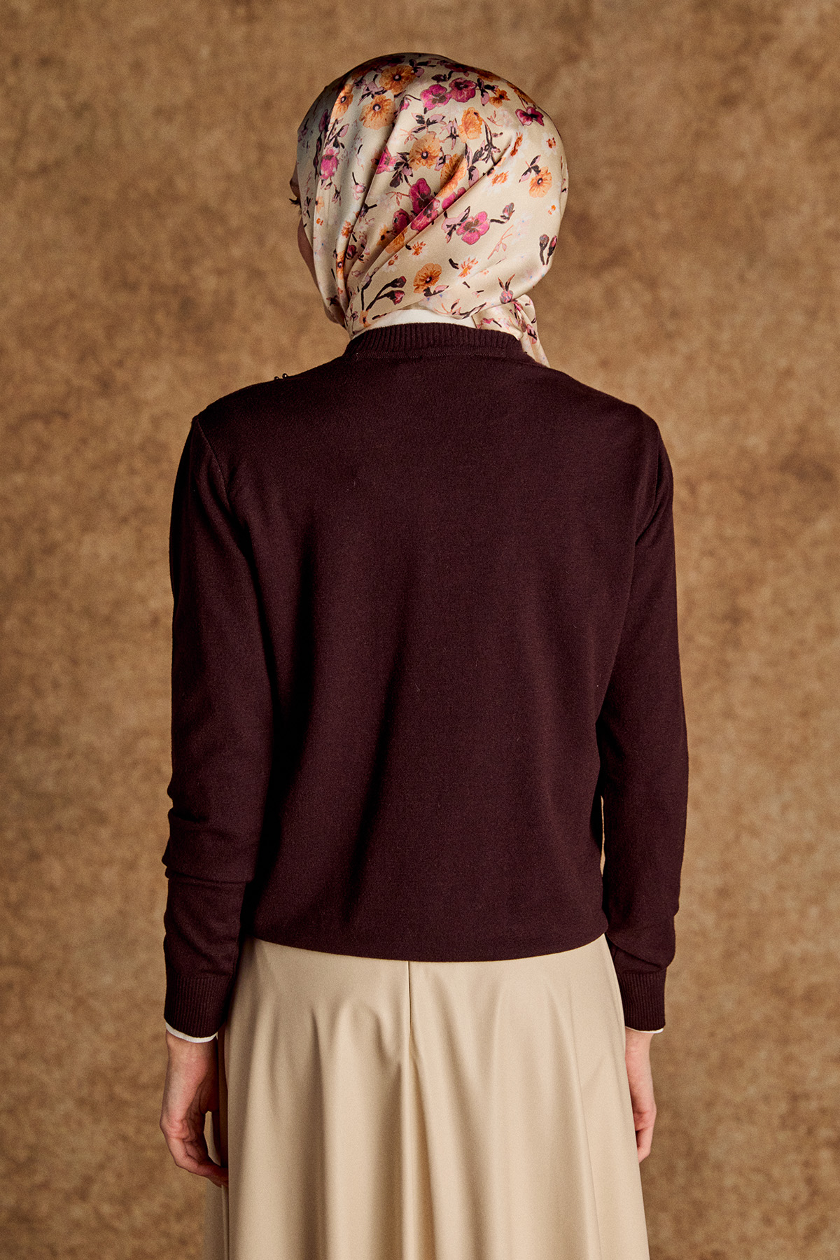 Taş Detaylı Baklava Desenli Triko Bluz