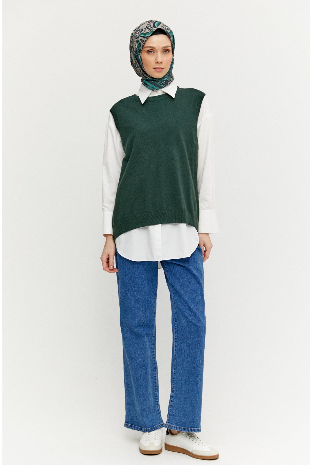 Süs Düğmeli Pencereli Süveter, Tesettür Giyim