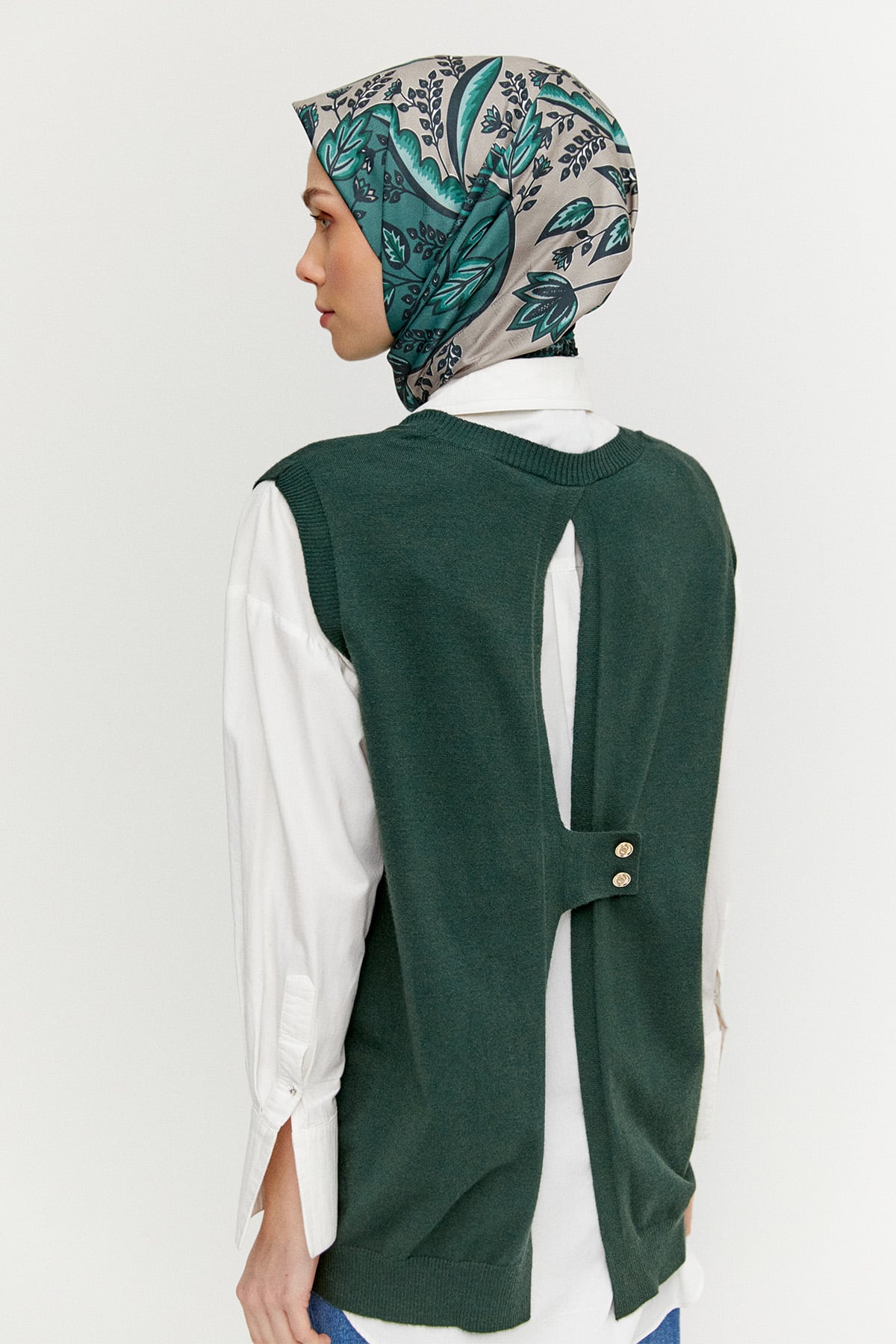 Süs Düğmeli Pencereli Süveter, Tesettür Giyim