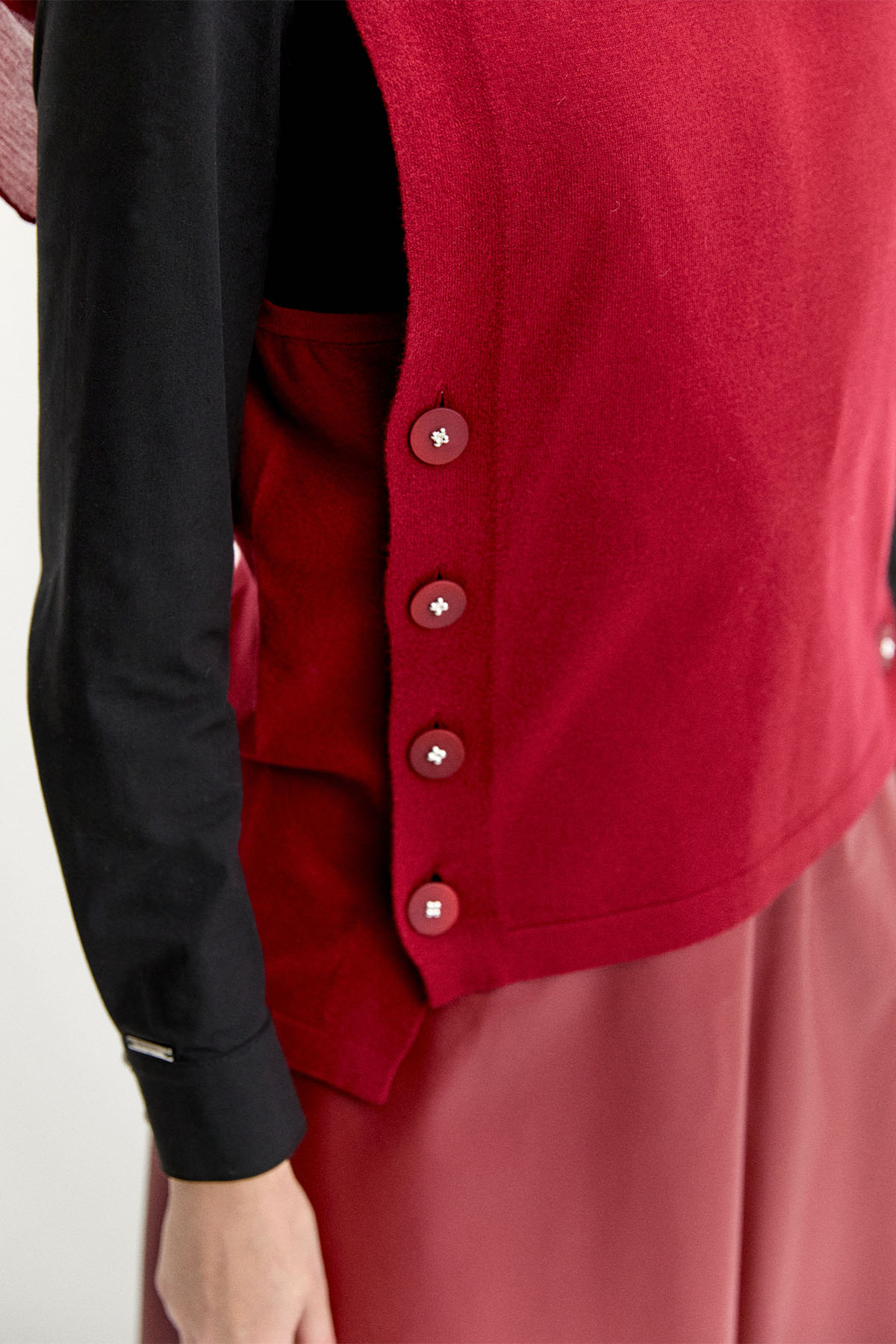 Düğme Detaylı Triko Bluz, Tesettür Giyim