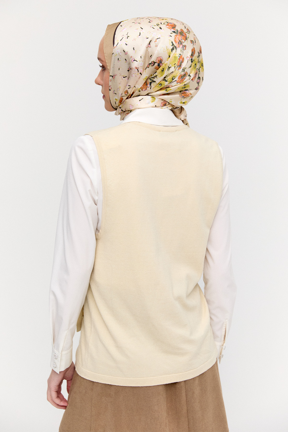 Düğme Detaylı Triko Bluz, Tesettür Giyim