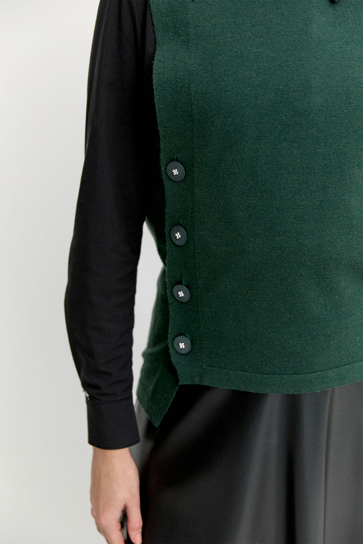 Düğme Detaylı Triko Bluz, Tesettür Giyim