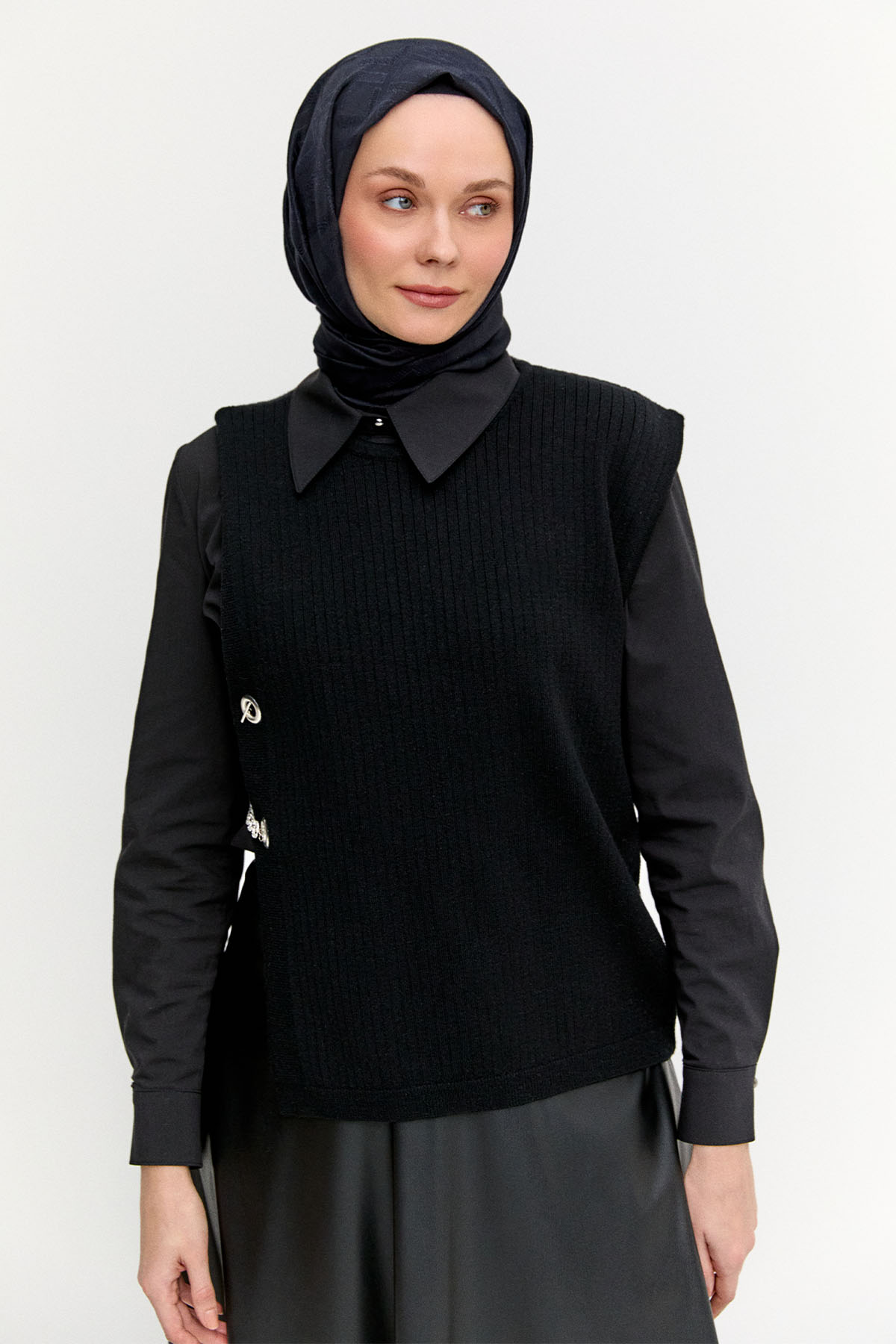 Zincir Detaylı Triko Bluz, Tesettür Giyim