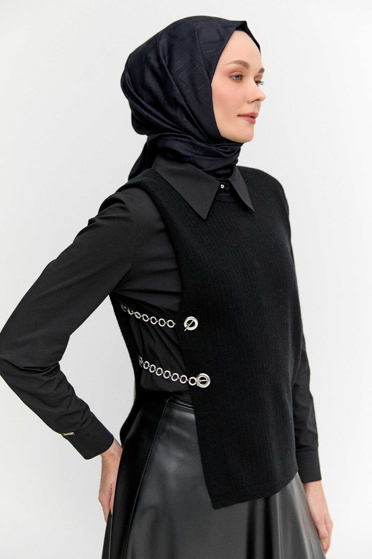 Zincir Detaylı Triko Bluz, Tesettür Giyim