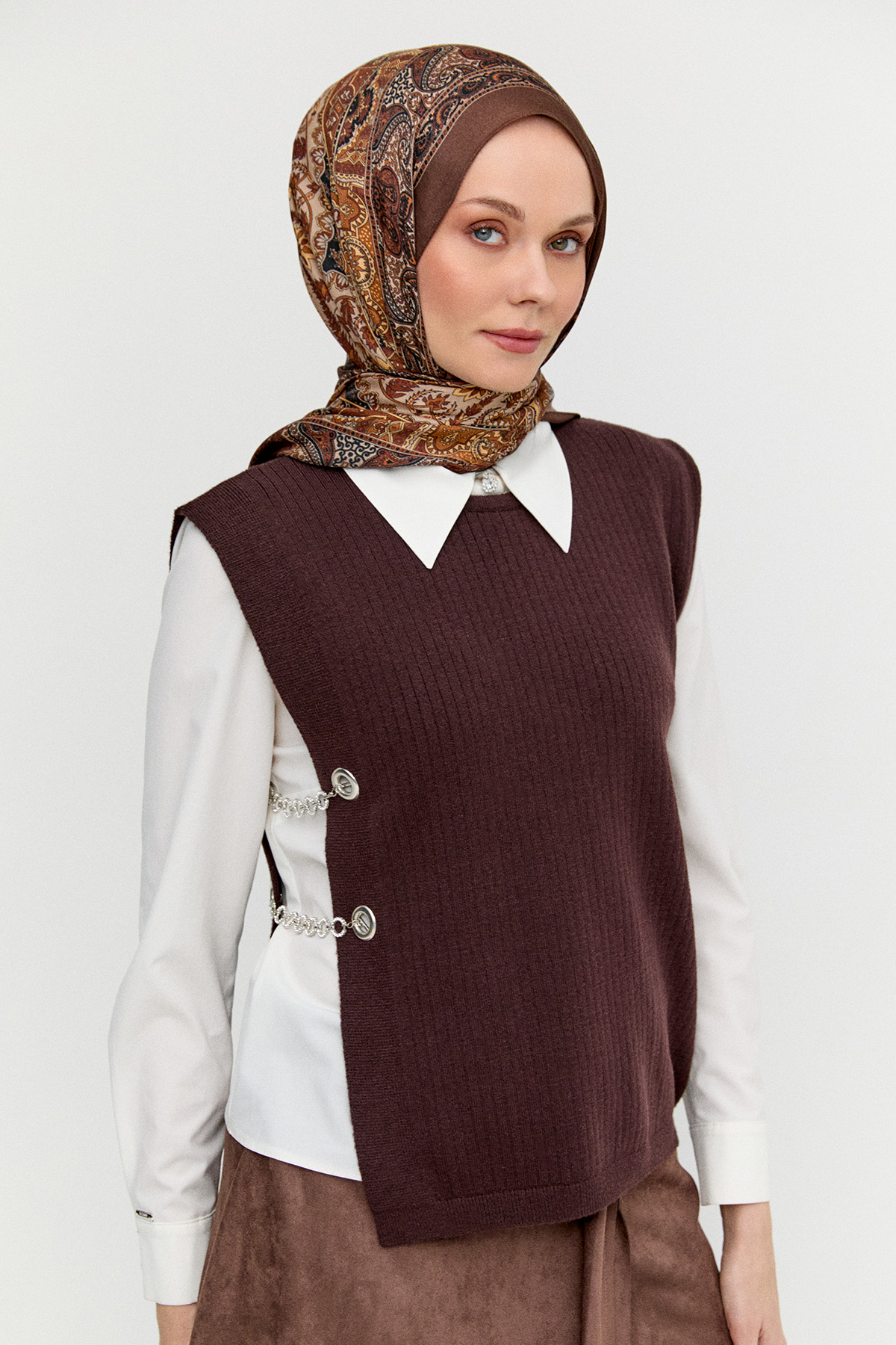 Zincir Detaylı Triko Bluz, Tesettür Giyim