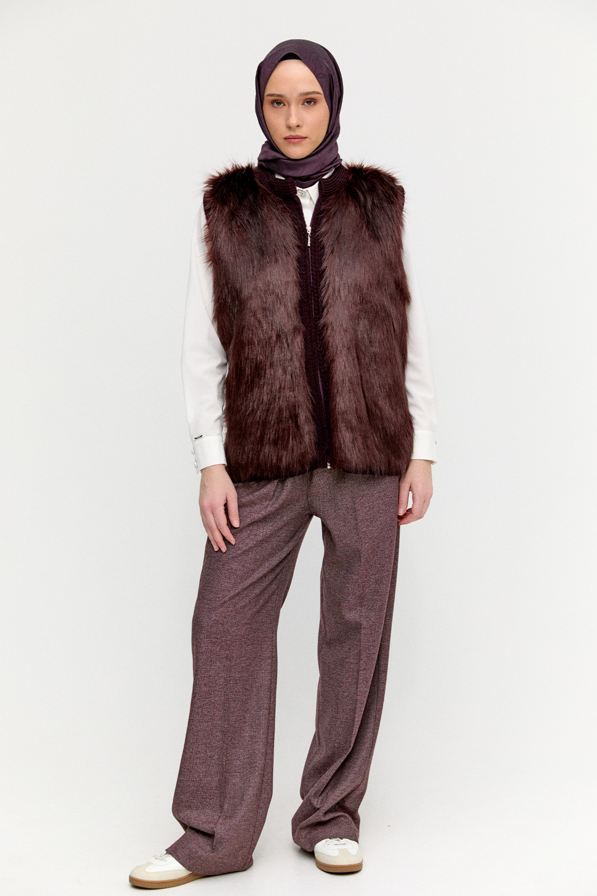 Suni Kürklü Örme Yelek, Tesettür Giyim