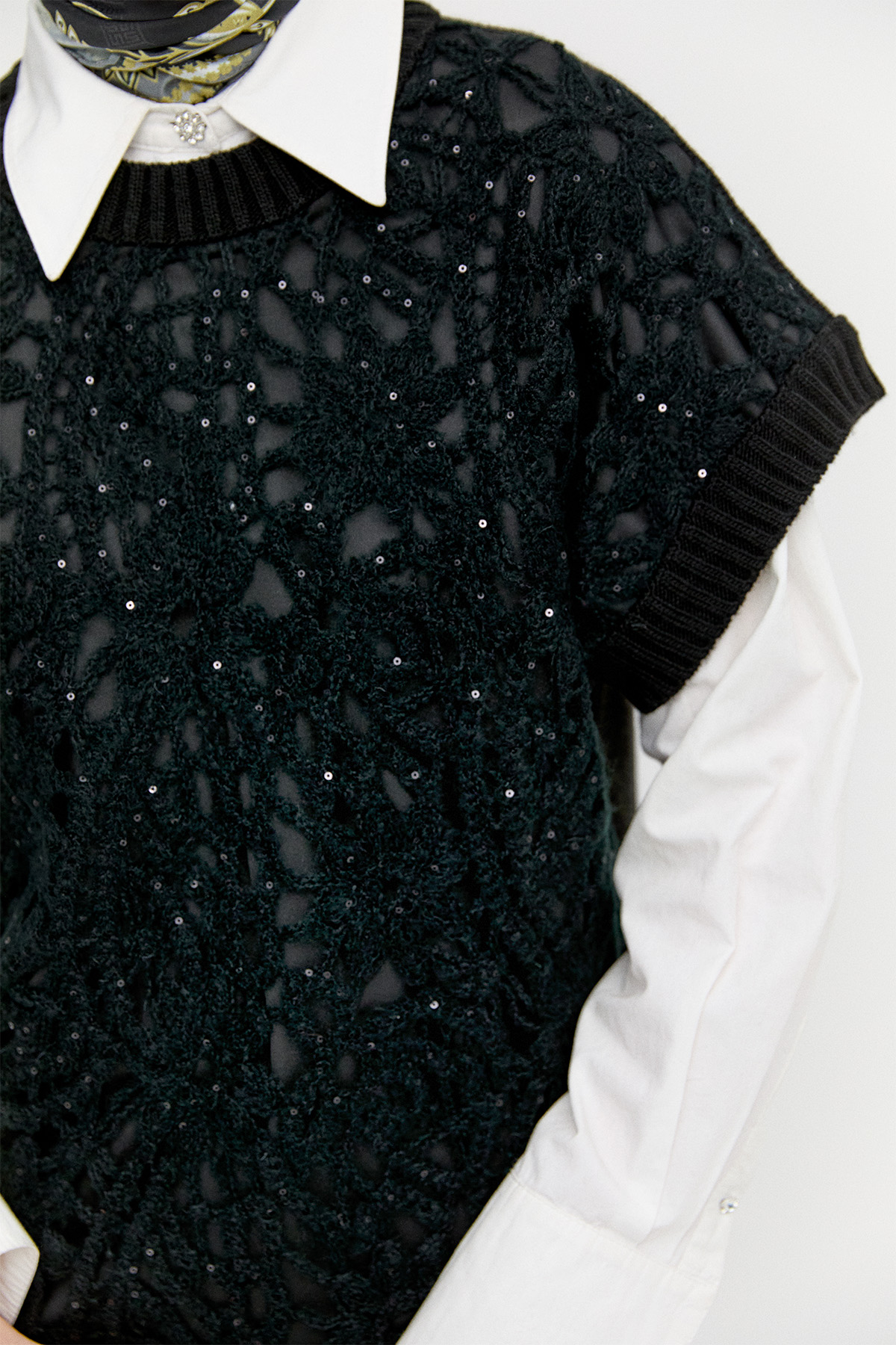 Payet Detaylı Çiçek Desenli Süveter, Tesettür Giyim