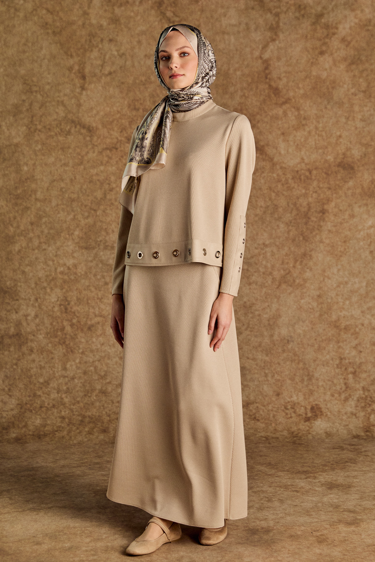 Kuşgözlü Deri Detaylı Hakim Yaka Bluz