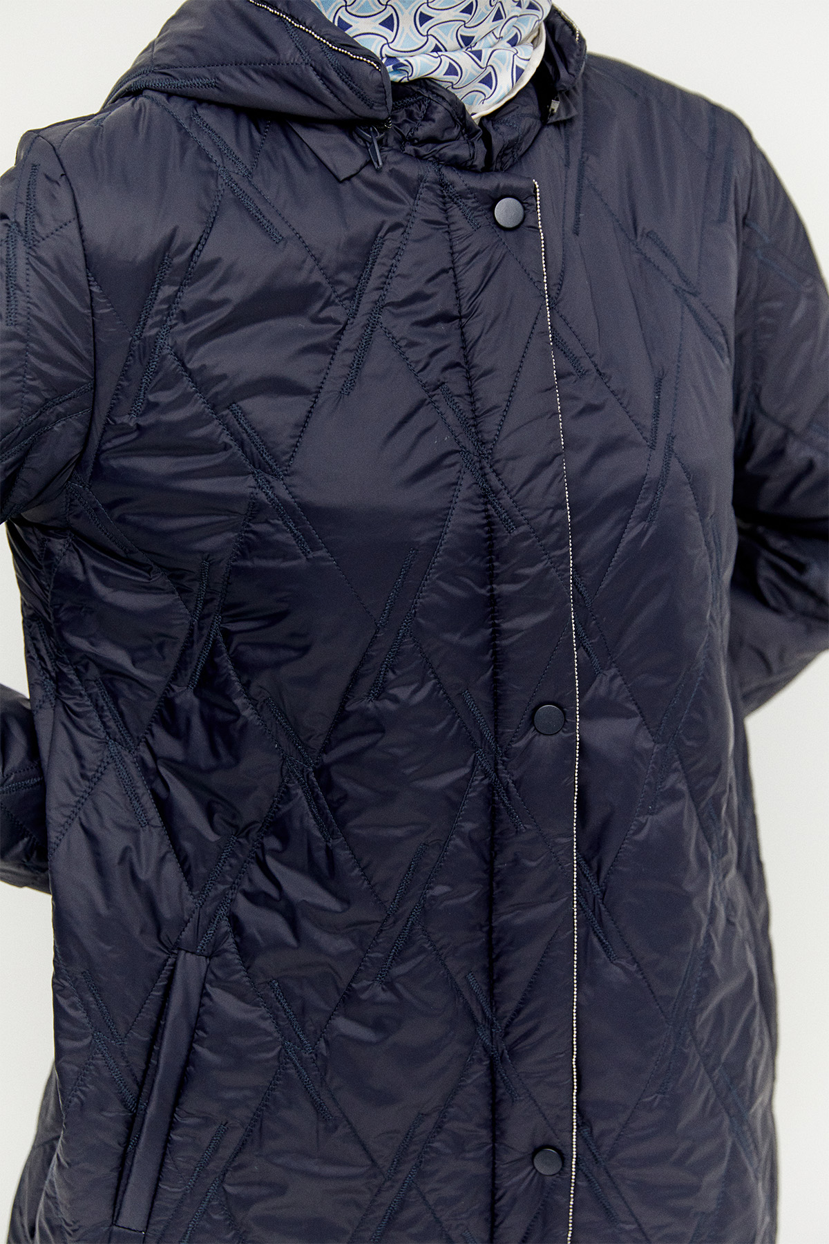 Baklava Desenli Büyük Beden Kapitone Kaban