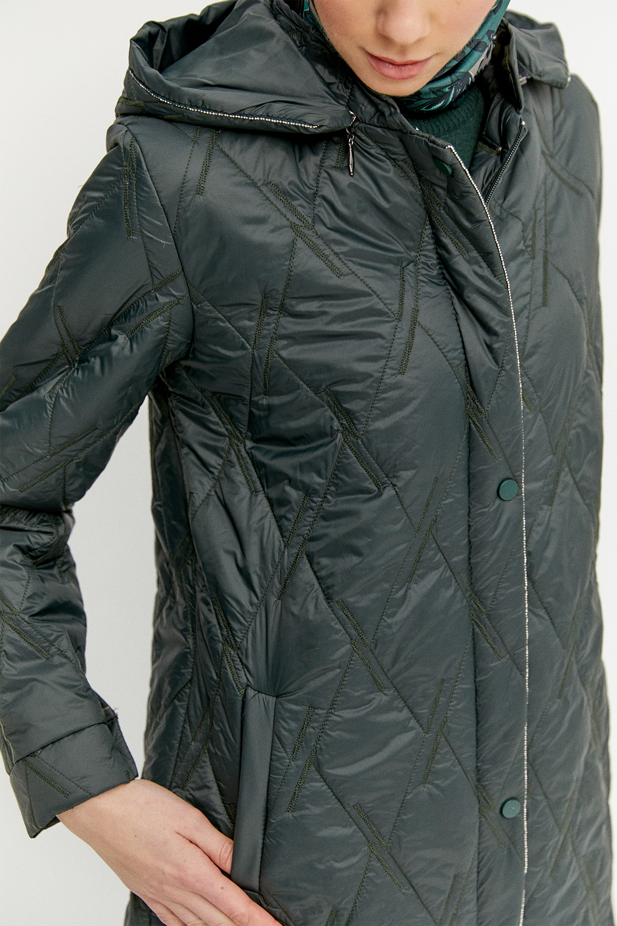 Baklava Desenli Kapitone Kaban, Tesettür Giyim