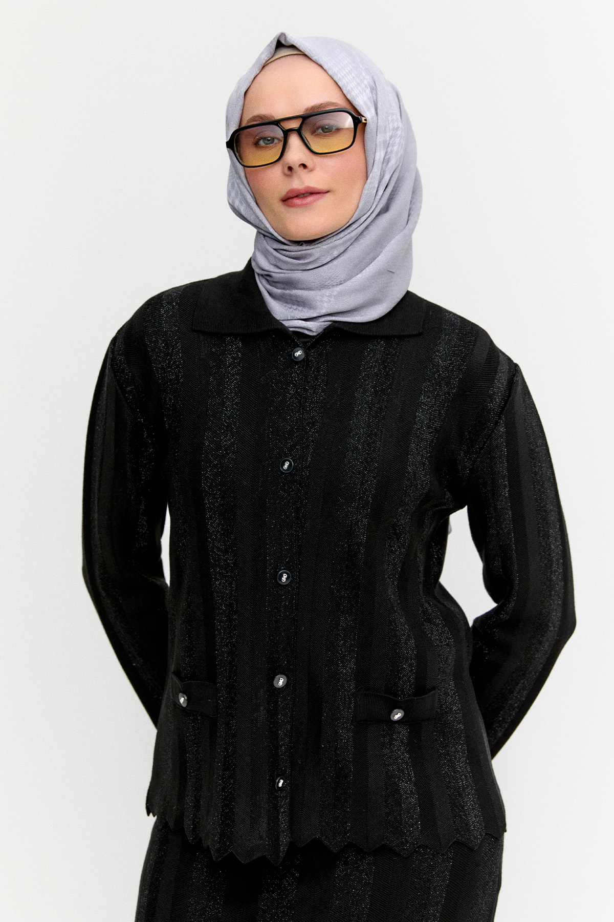 Simli Triko Ceket, Tesettür Giyim