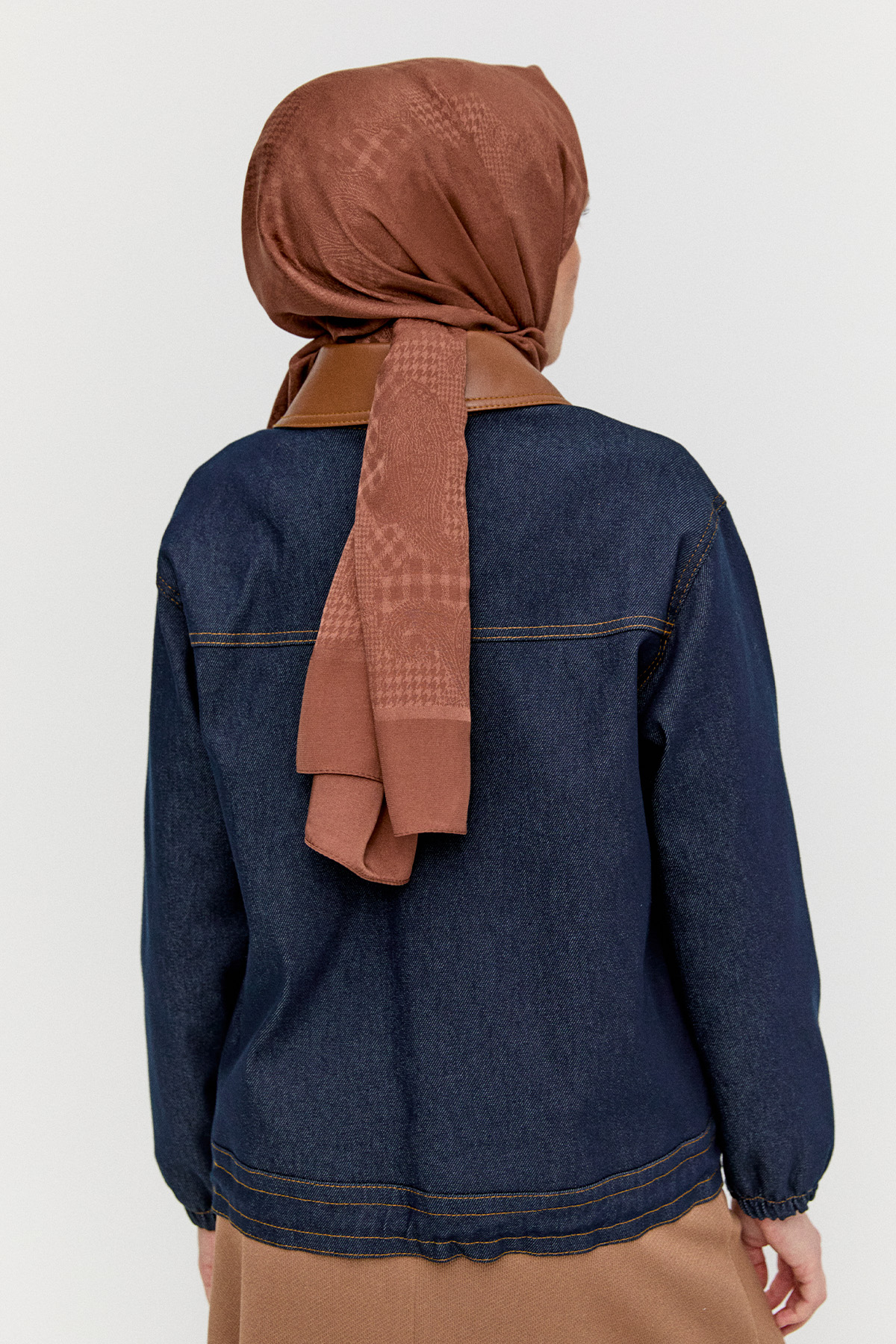 Spor Dikişli Pamuklu Denim Ceket, Tesettür Giyim