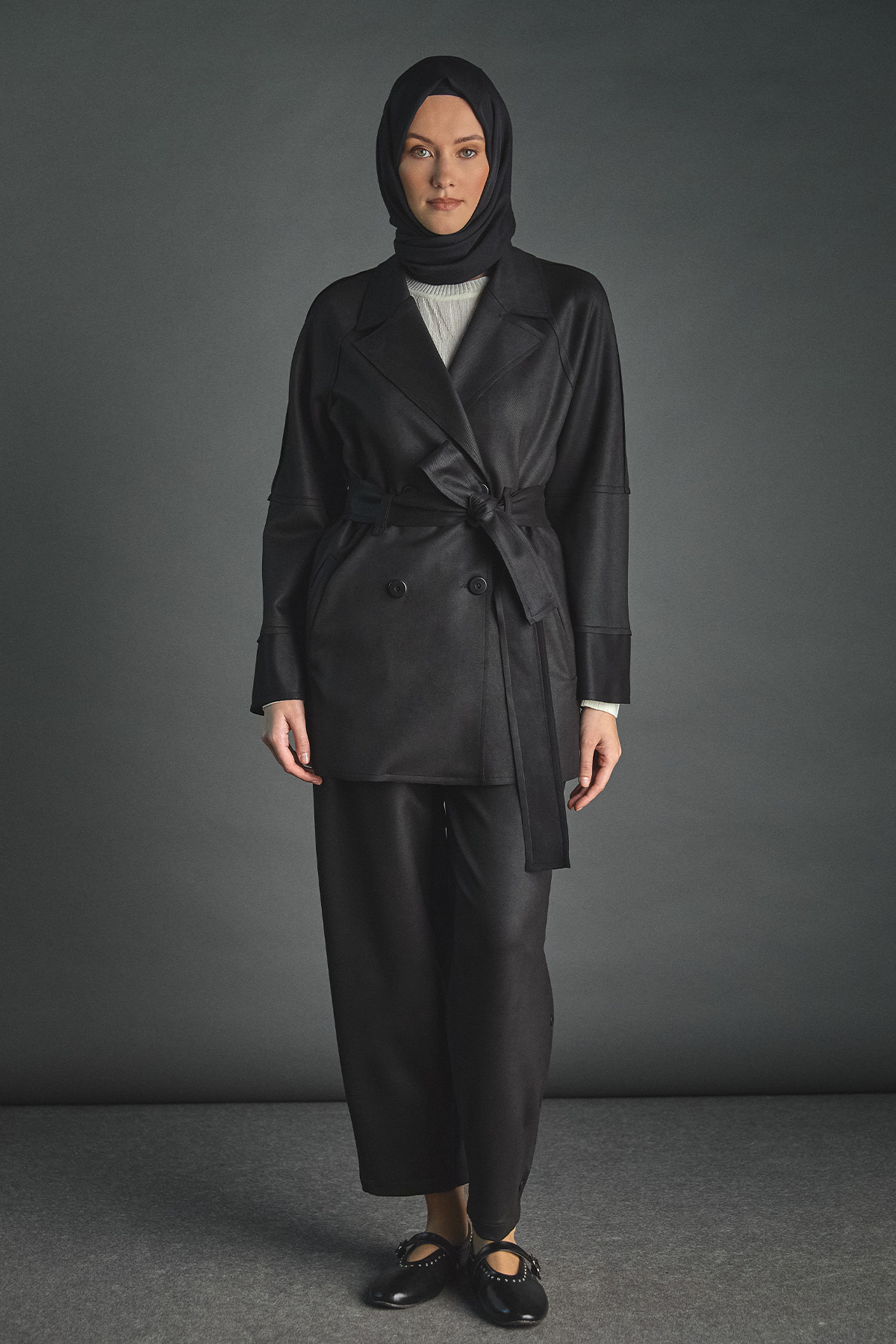 Süet Görünümlü Kruvaze Ceket