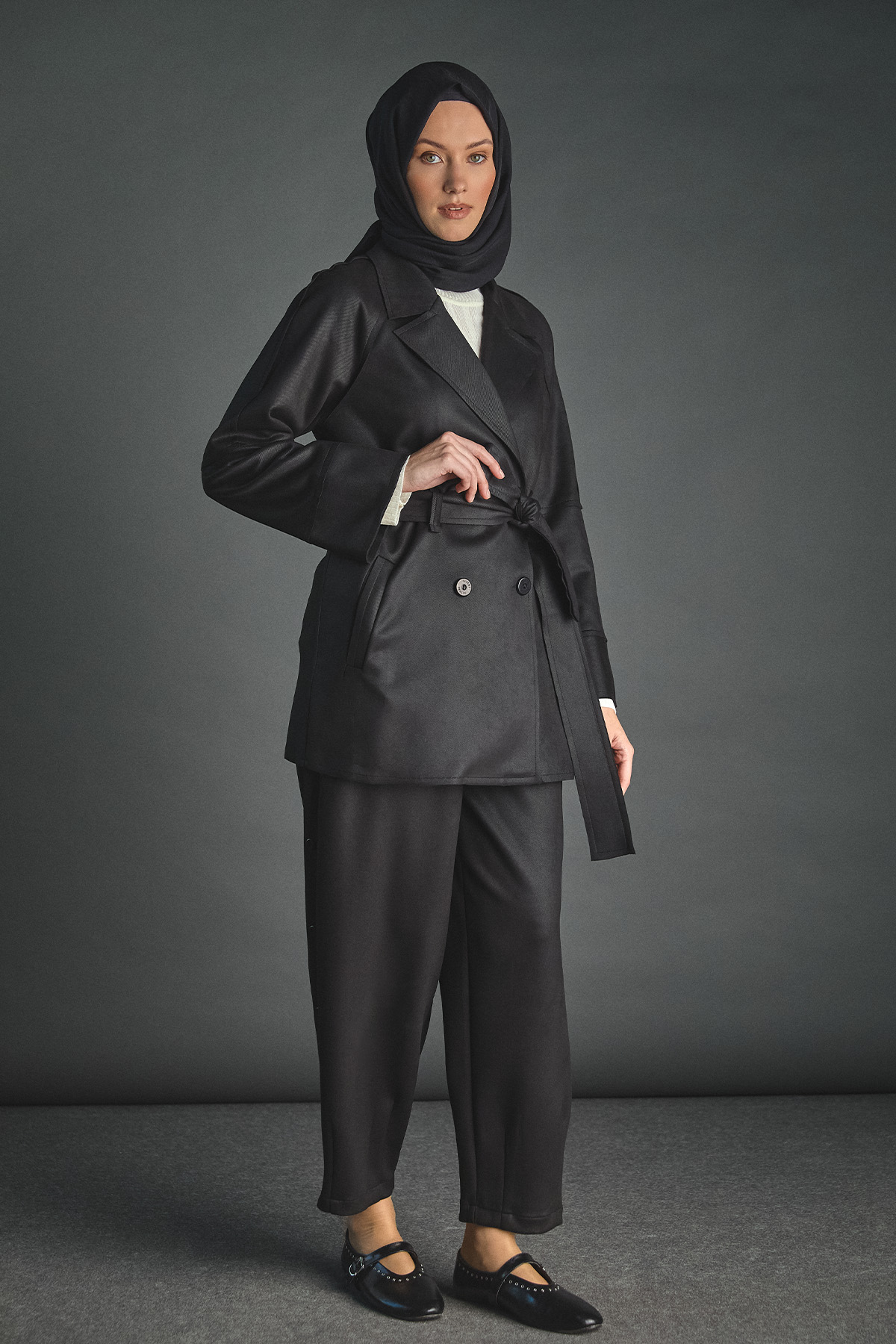 Süet Görünümlü Kruvaze Ceket