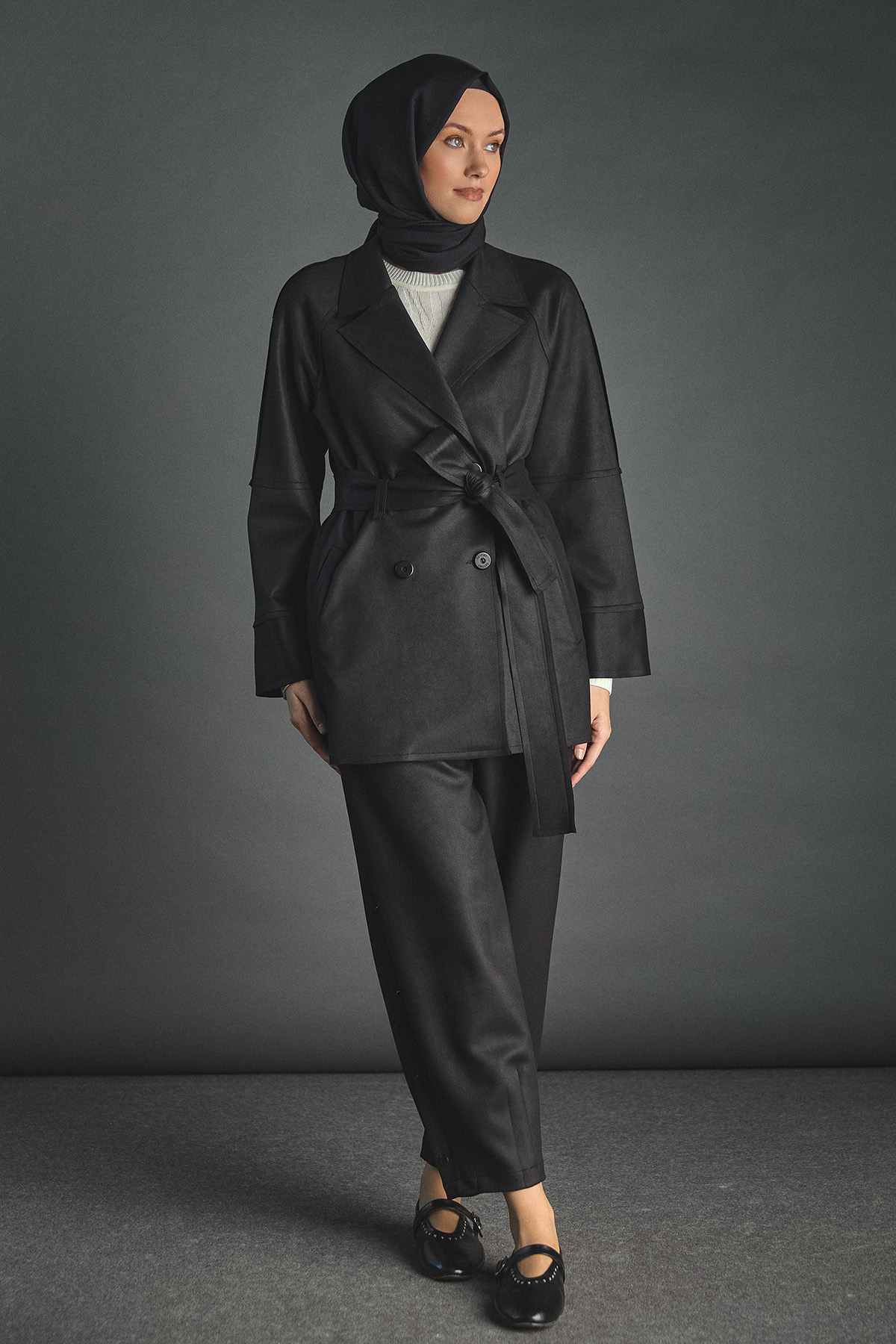 Süet Görünümlü Kruvaze Ceket