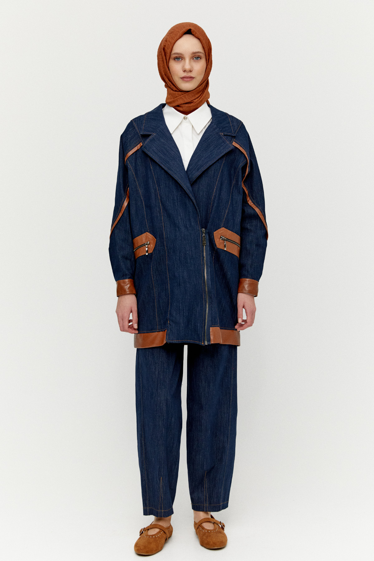 Kruvaze Oversize Denim Ceket