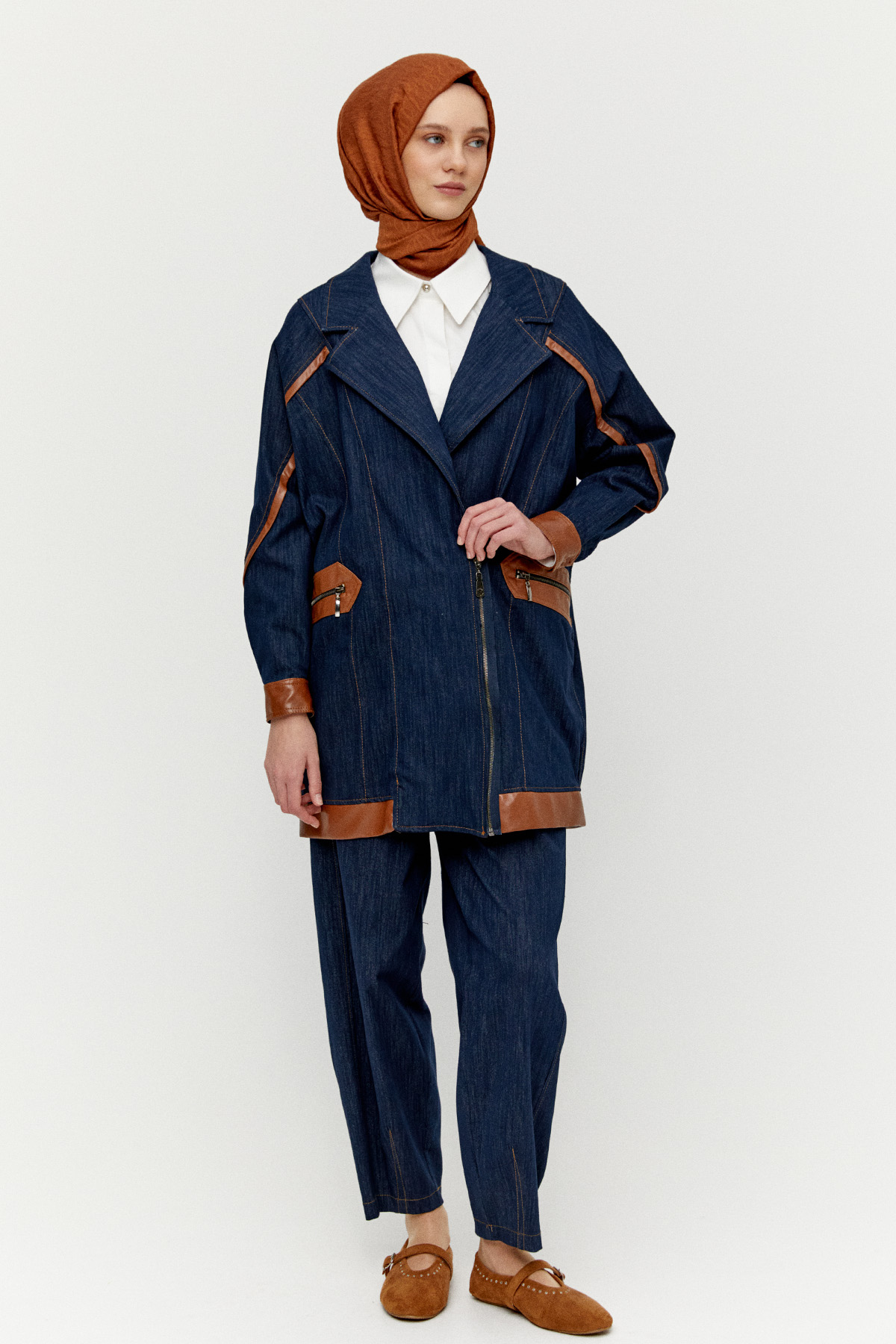 Kruvaze Oversize Denim Ceket