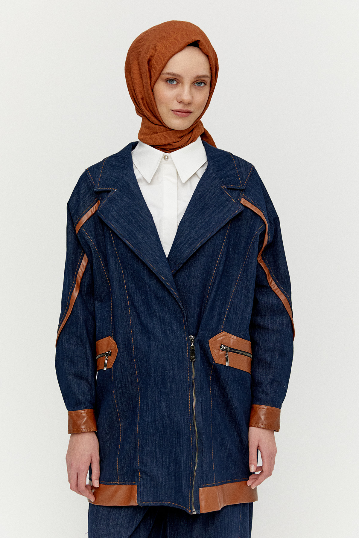 Kruvaze Oversize Denim Ceket