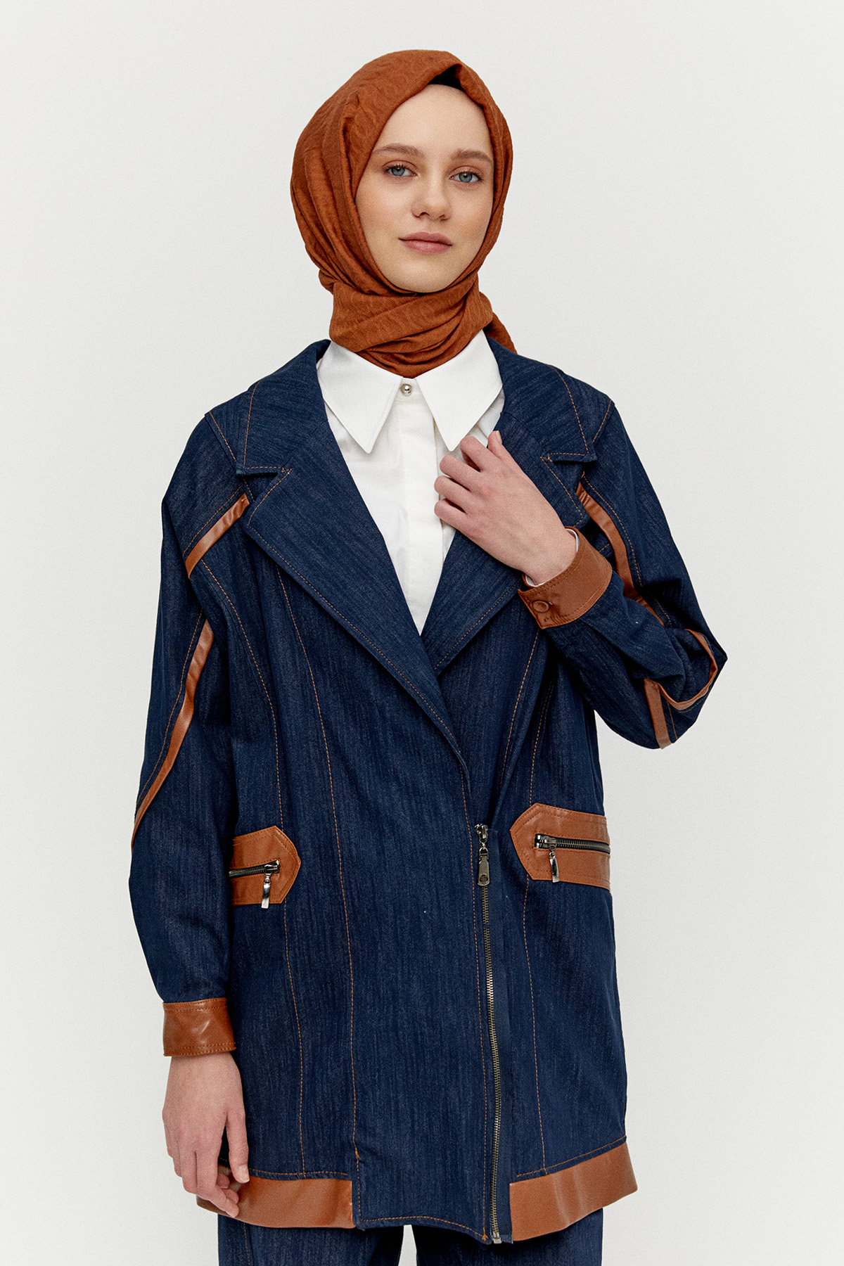 Kruvaze Oversize Denim Ceket