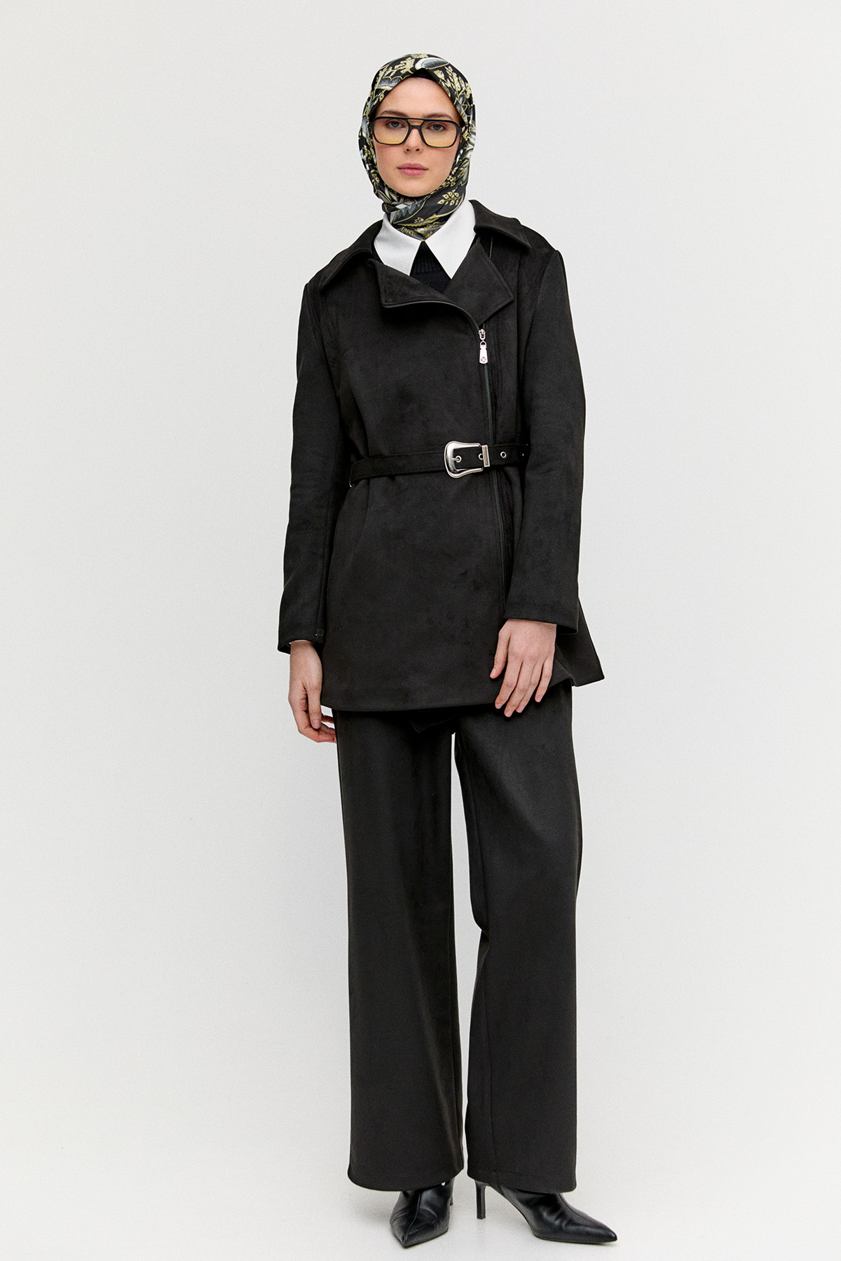 Kruvaze Süet Görünümlü Ceket, Tesettür Giyim