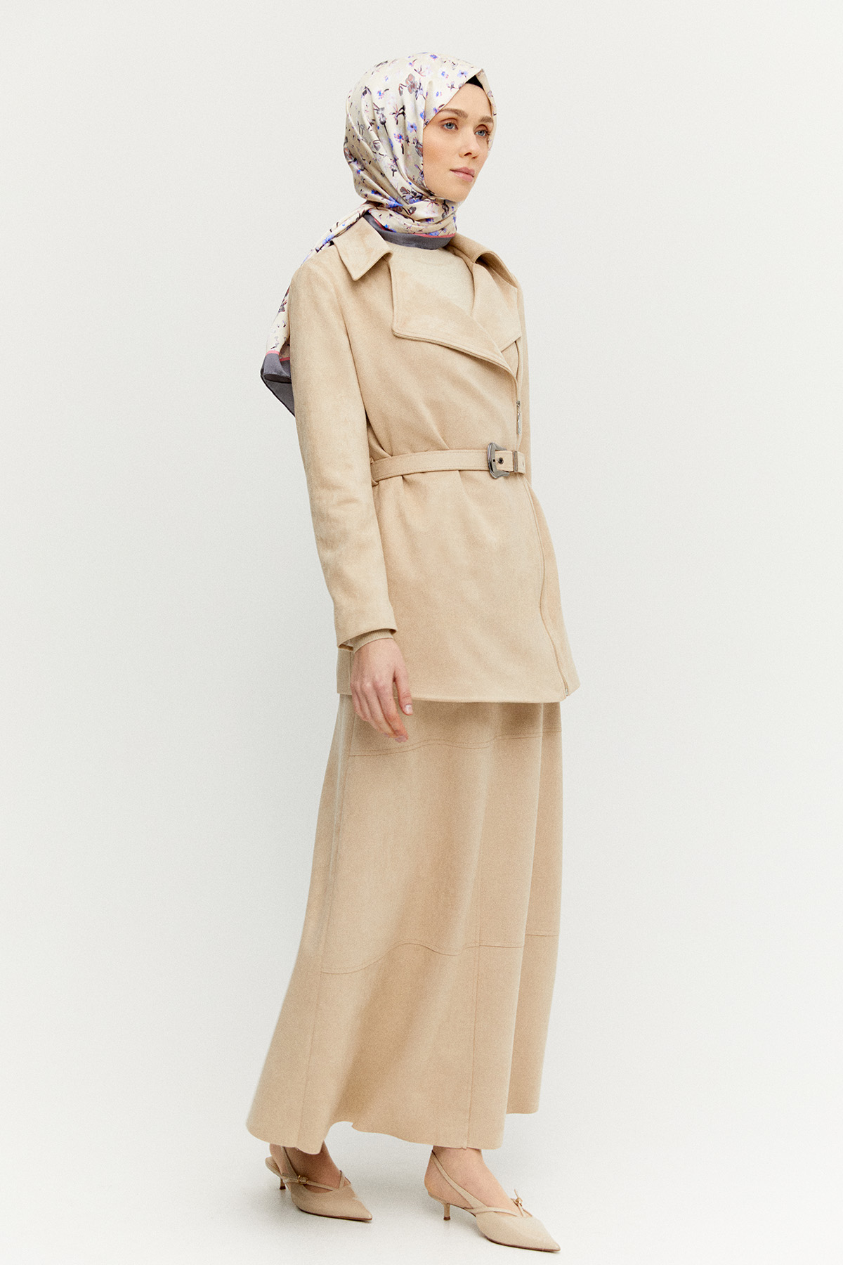 Kruvaze Süet Görünümlü Ceket, Tesettür Giyim