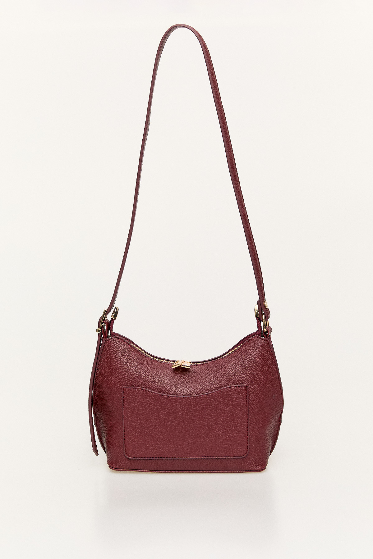 Süet Görünümlü Oval Form Omuz Çantası