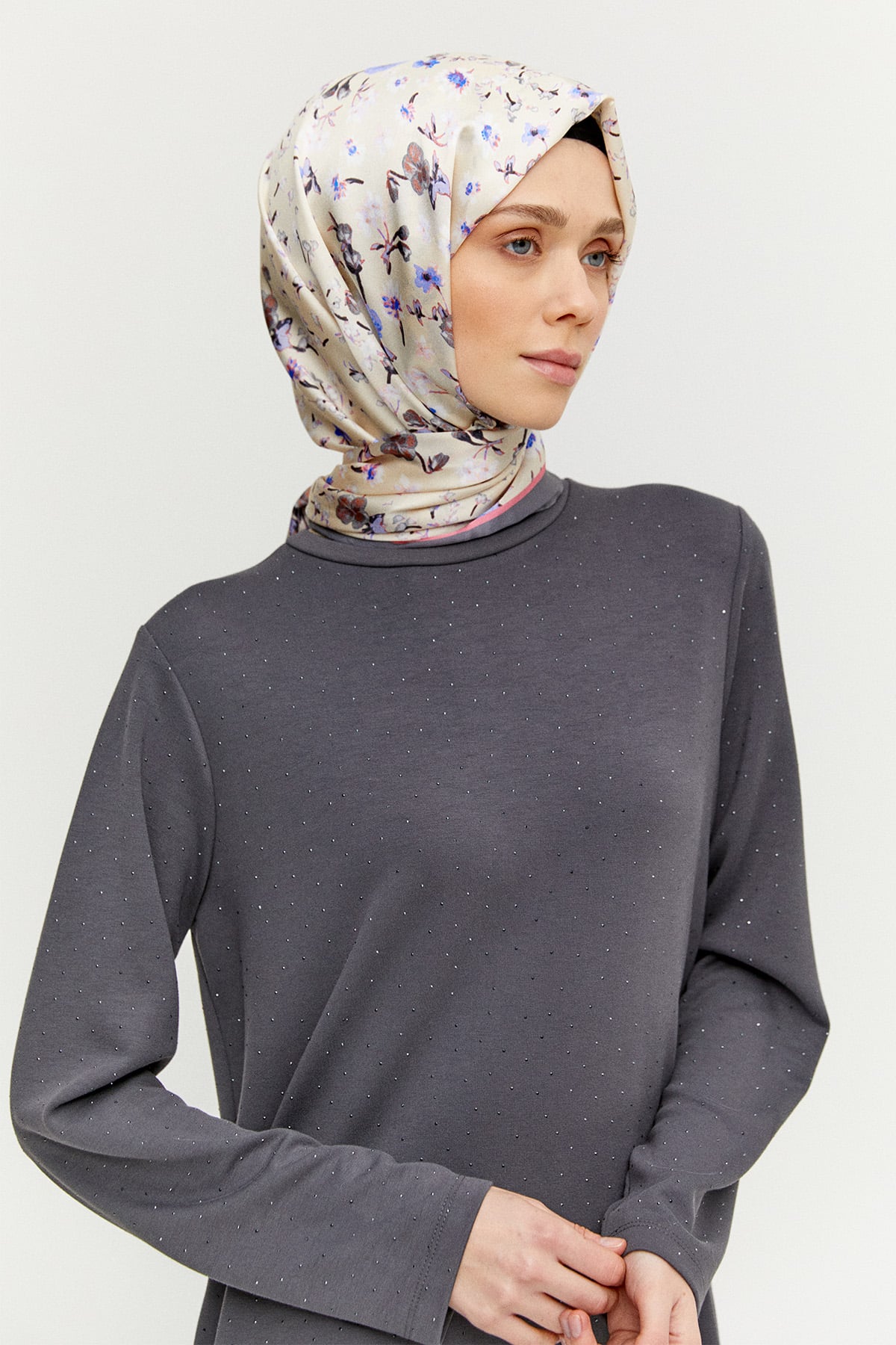 Taş Detaylı Modal Elbise, Tesettür Giyim