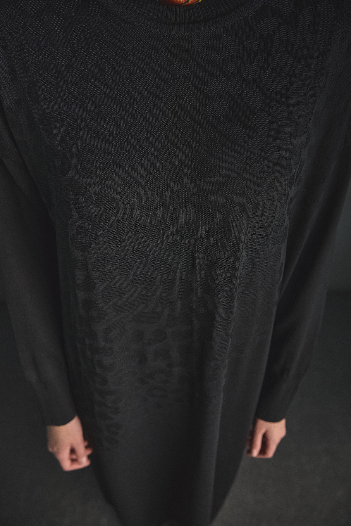 Leopar Desenli Triko Elbise