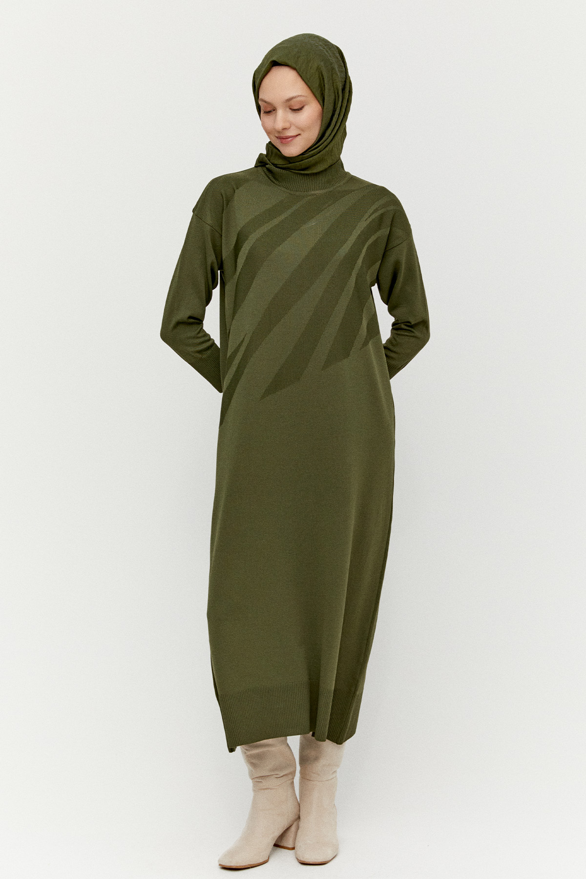 Desenli Triko Elbise