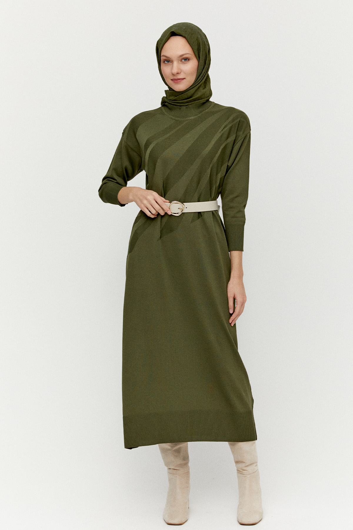 Desenli Triko Elbise