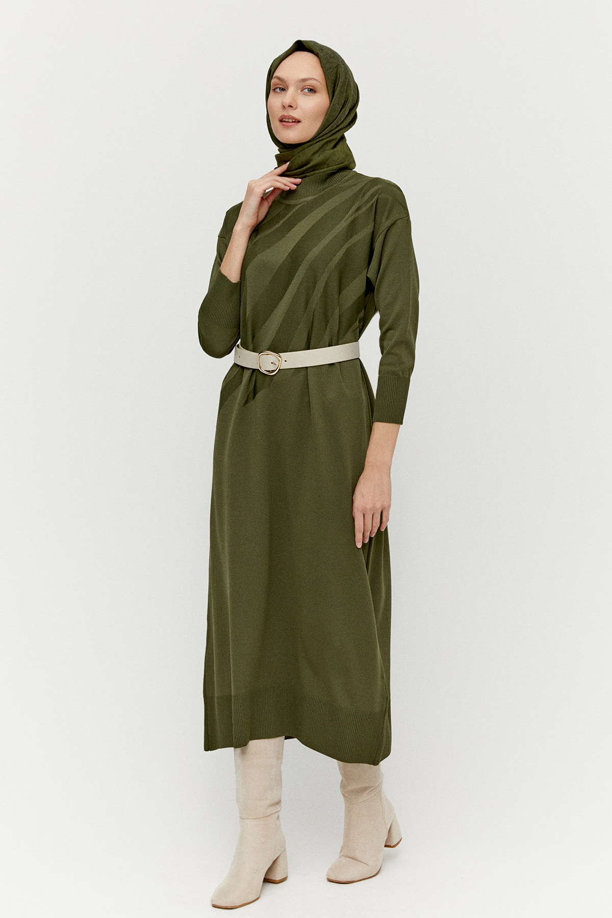 Desenli Triko Elbise