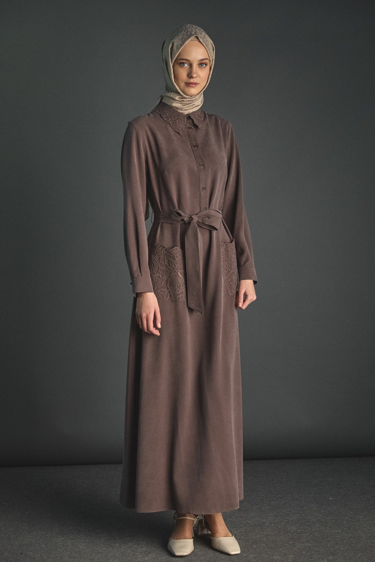 Kuşaklı Lyocell Elbise