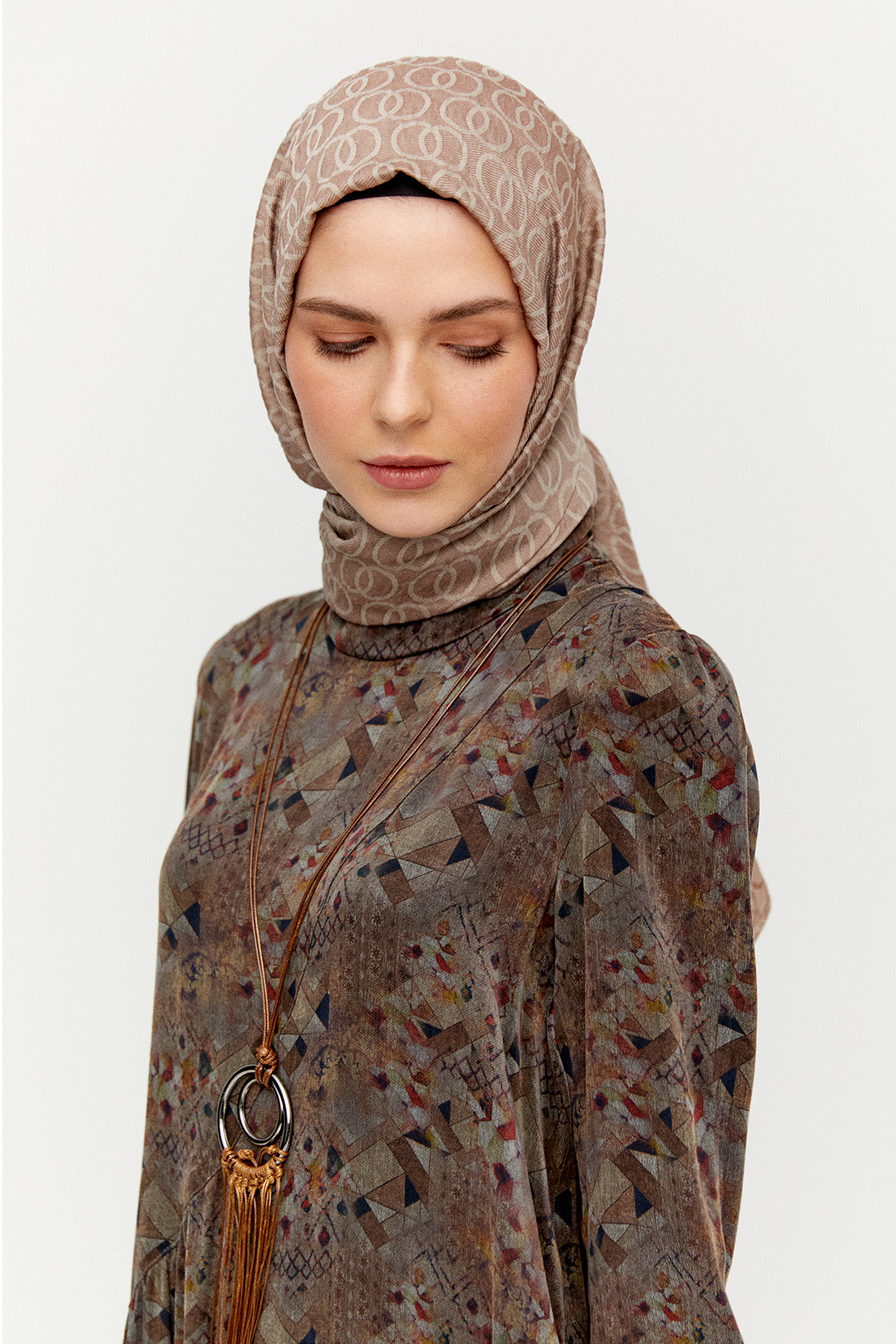 Etnik Desenli Büzgü Elbise