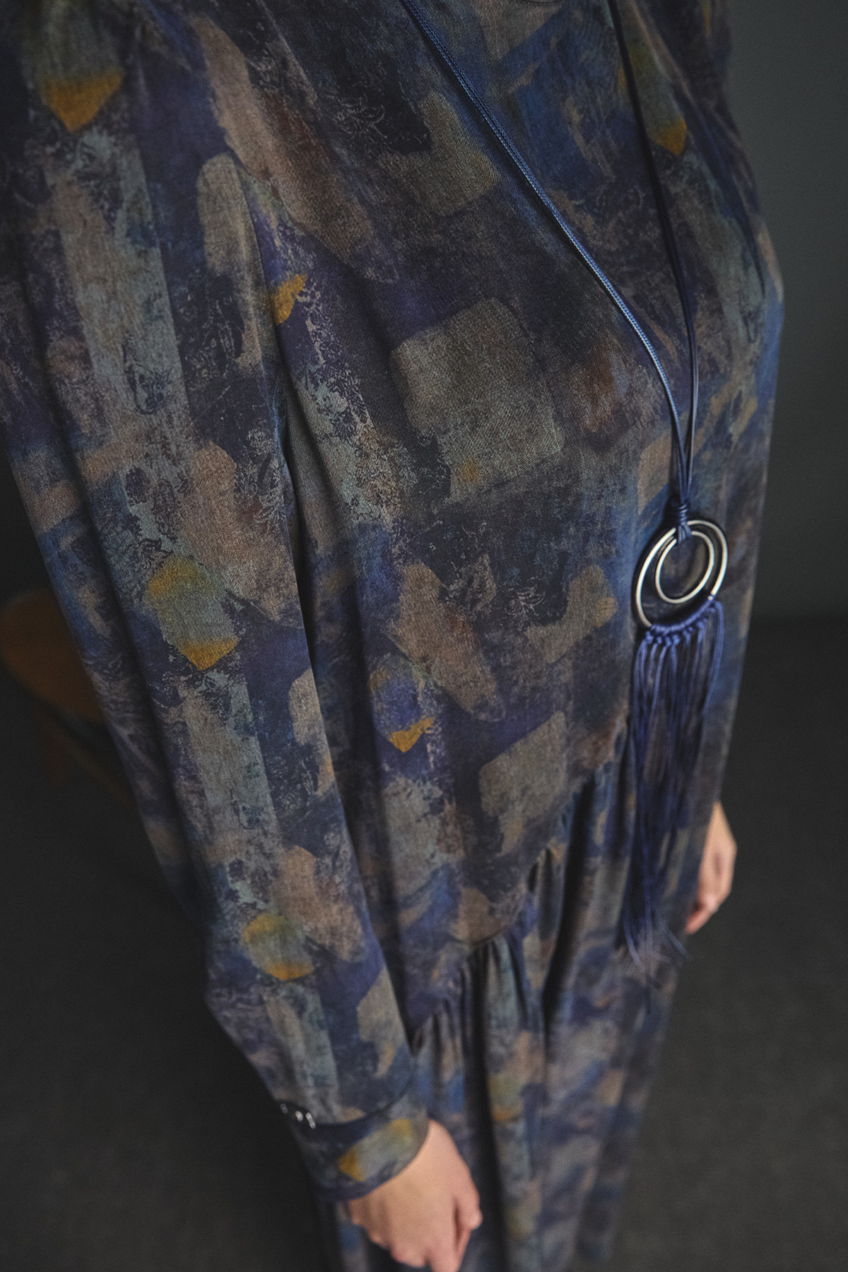 Etnik Desenli Büzgü Elbise