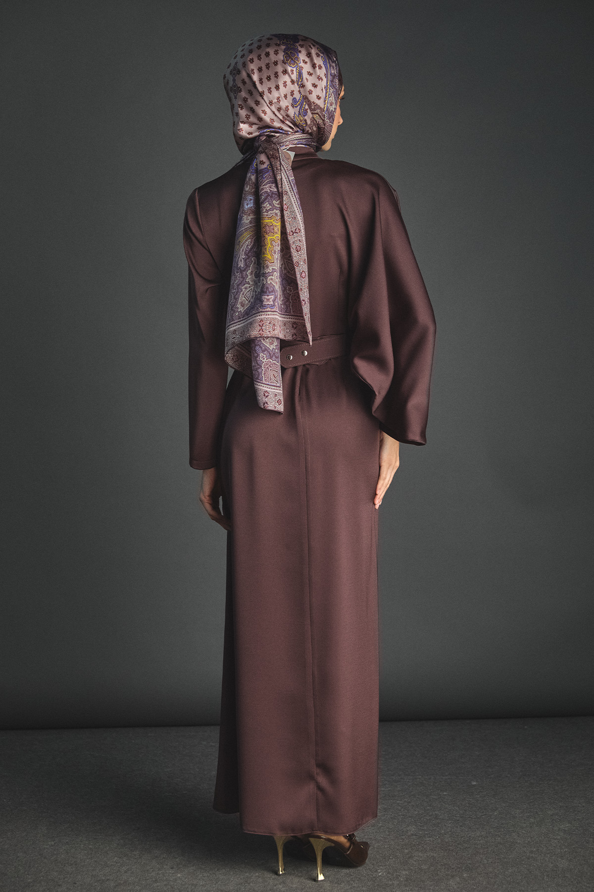 Drape Detaylı Saten Elbise