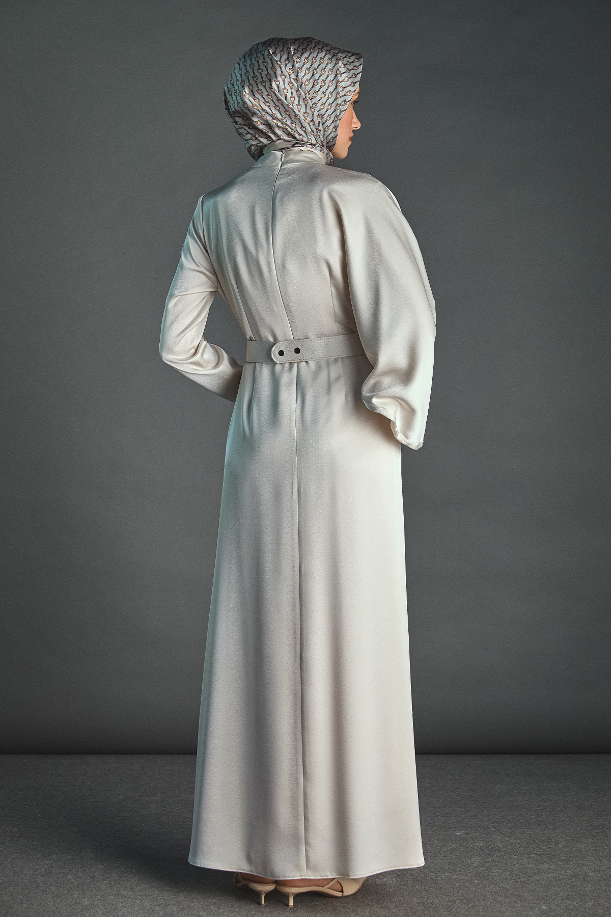 Drape Detaylı Saten Elbise