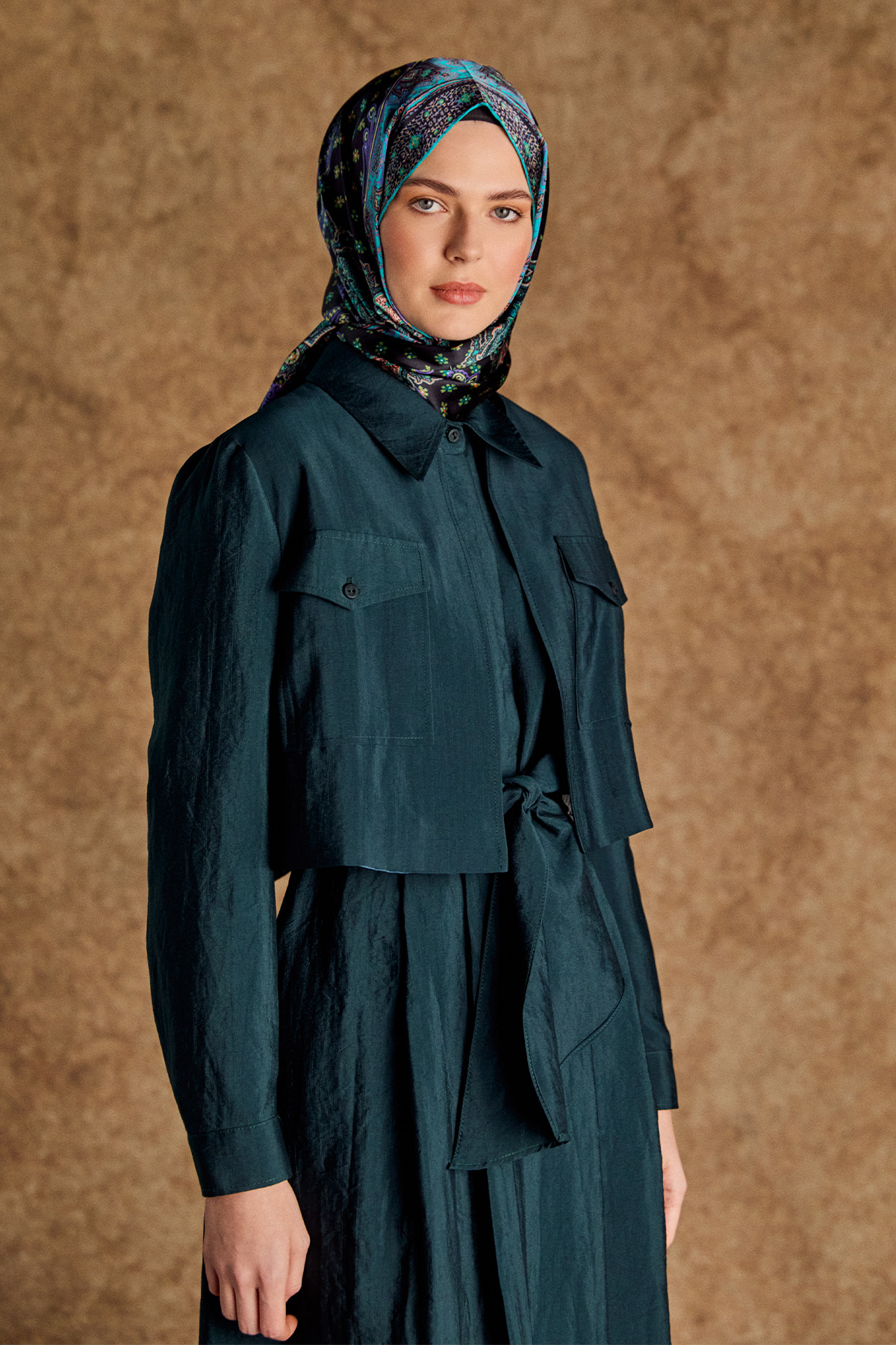 Ceketli Pilikaşe Detaylı Kuşaklı Elbise