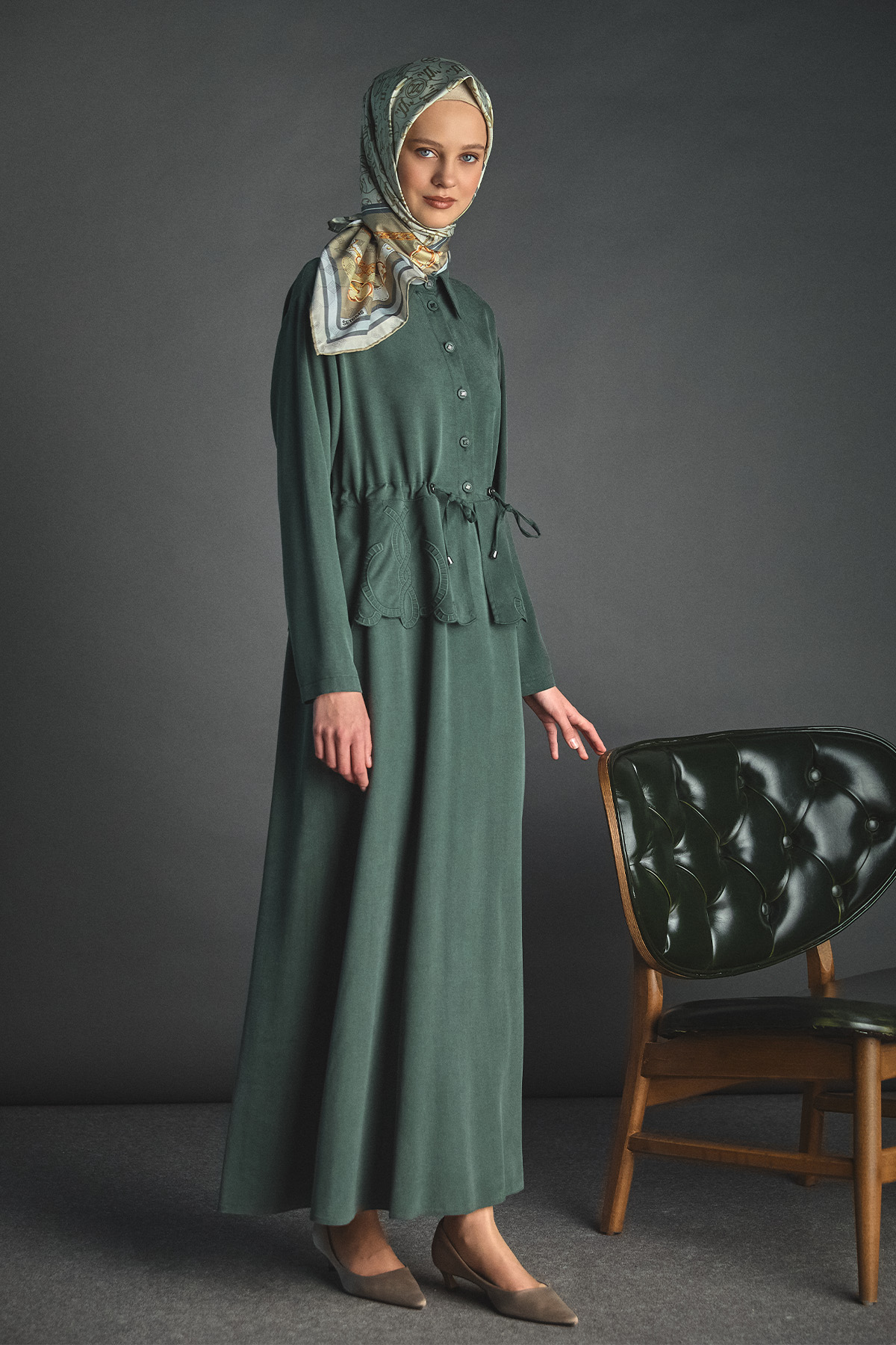 Nakışlı Lyocell Elbise