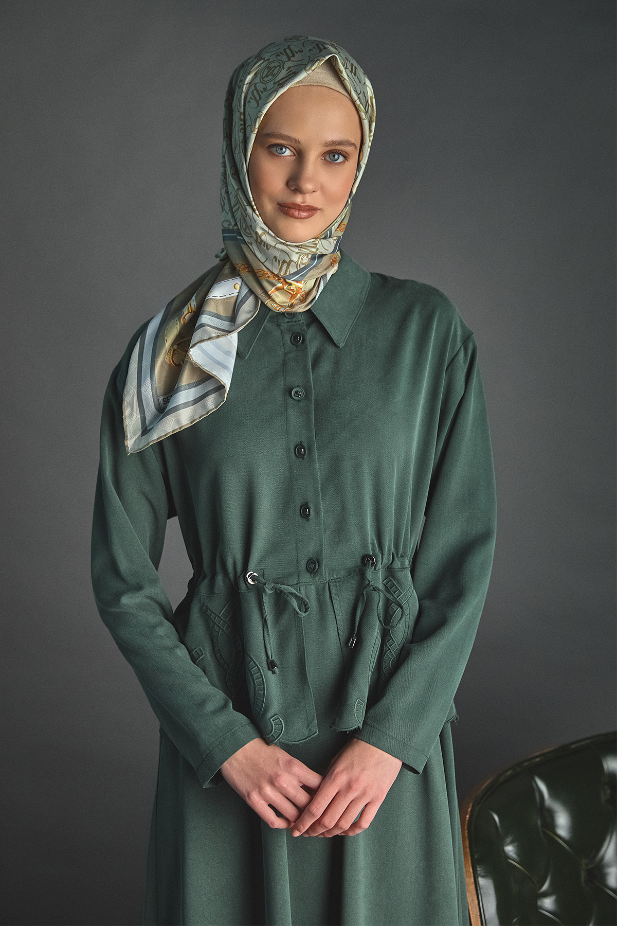 Nakışlı Lyocell Elbise