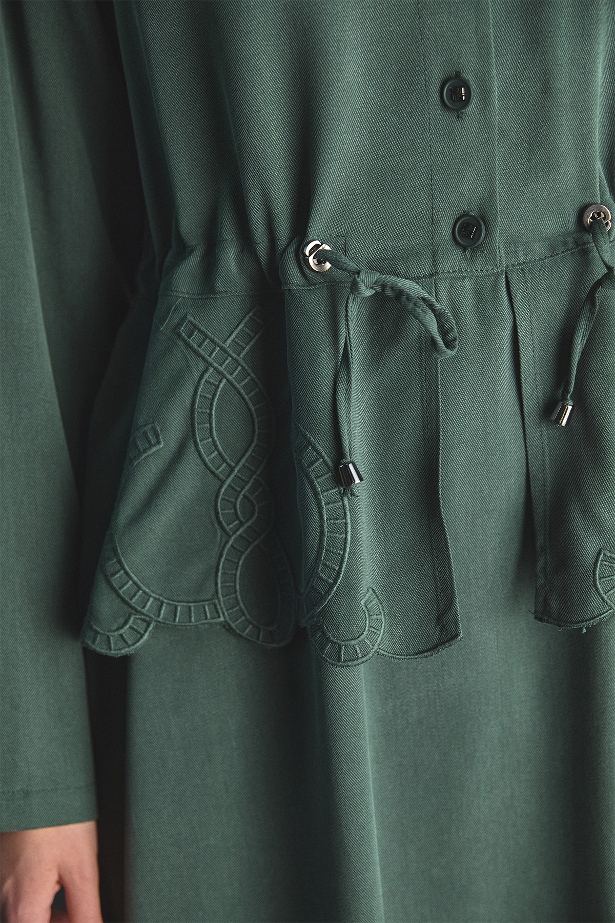 Nakışlı Lyocell Elbise