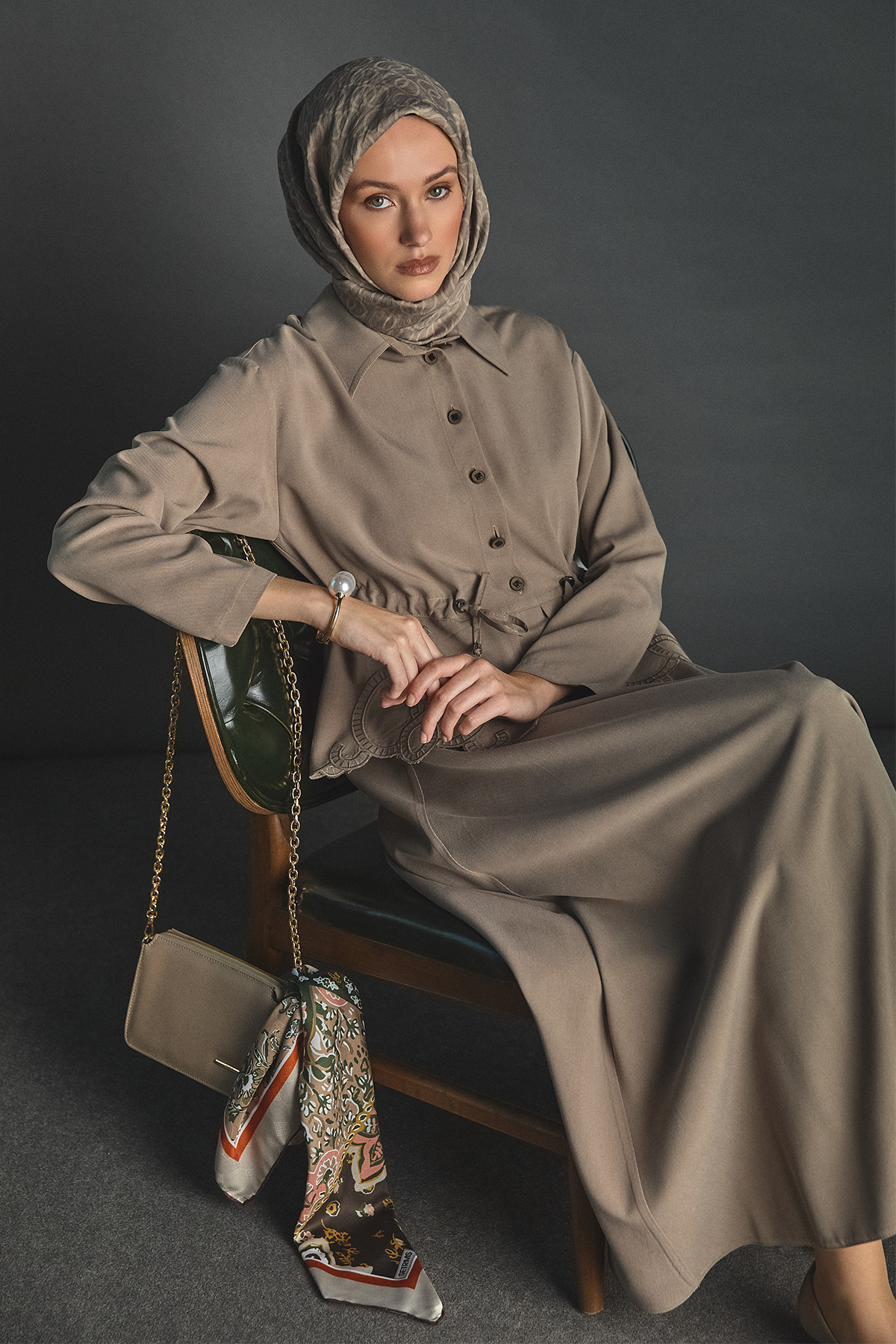 Nakışlı Lyocell Elbise