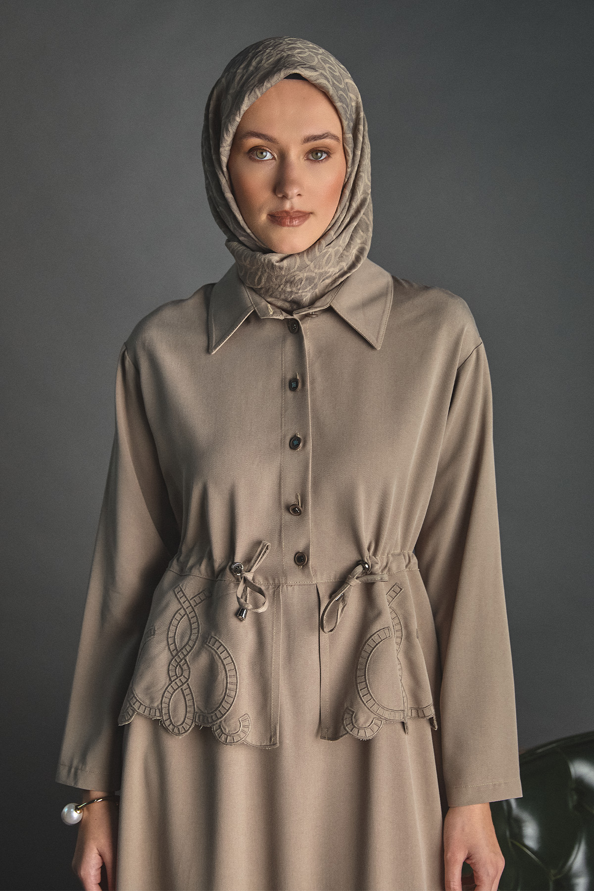 Nakışlı Lyocell Elbise