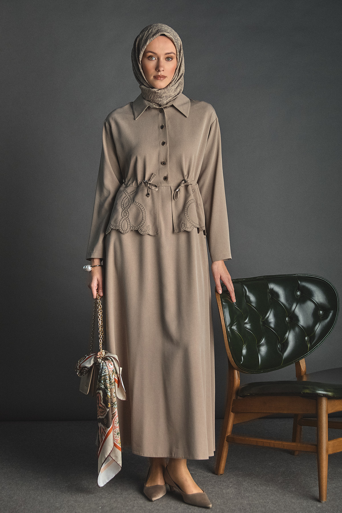 Nakışlı Lyocell Elbise