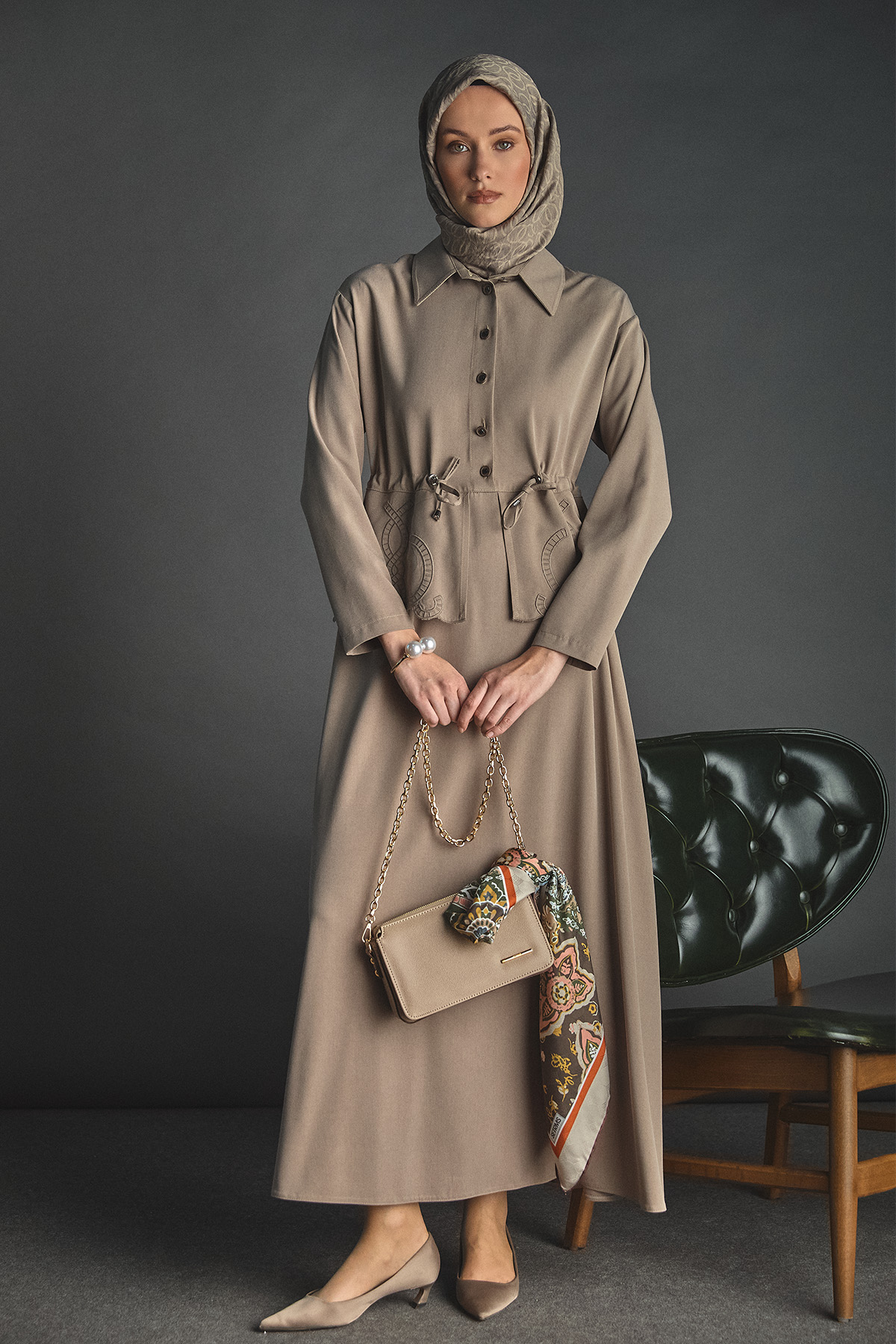 Nakışlı Lyocell Elbise