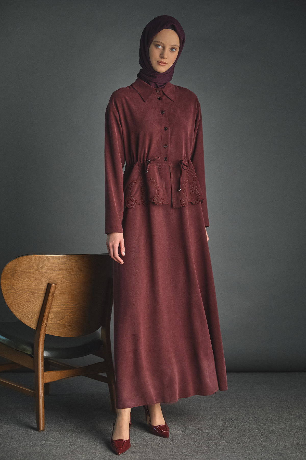 Nakışlı Lyocell Elbise