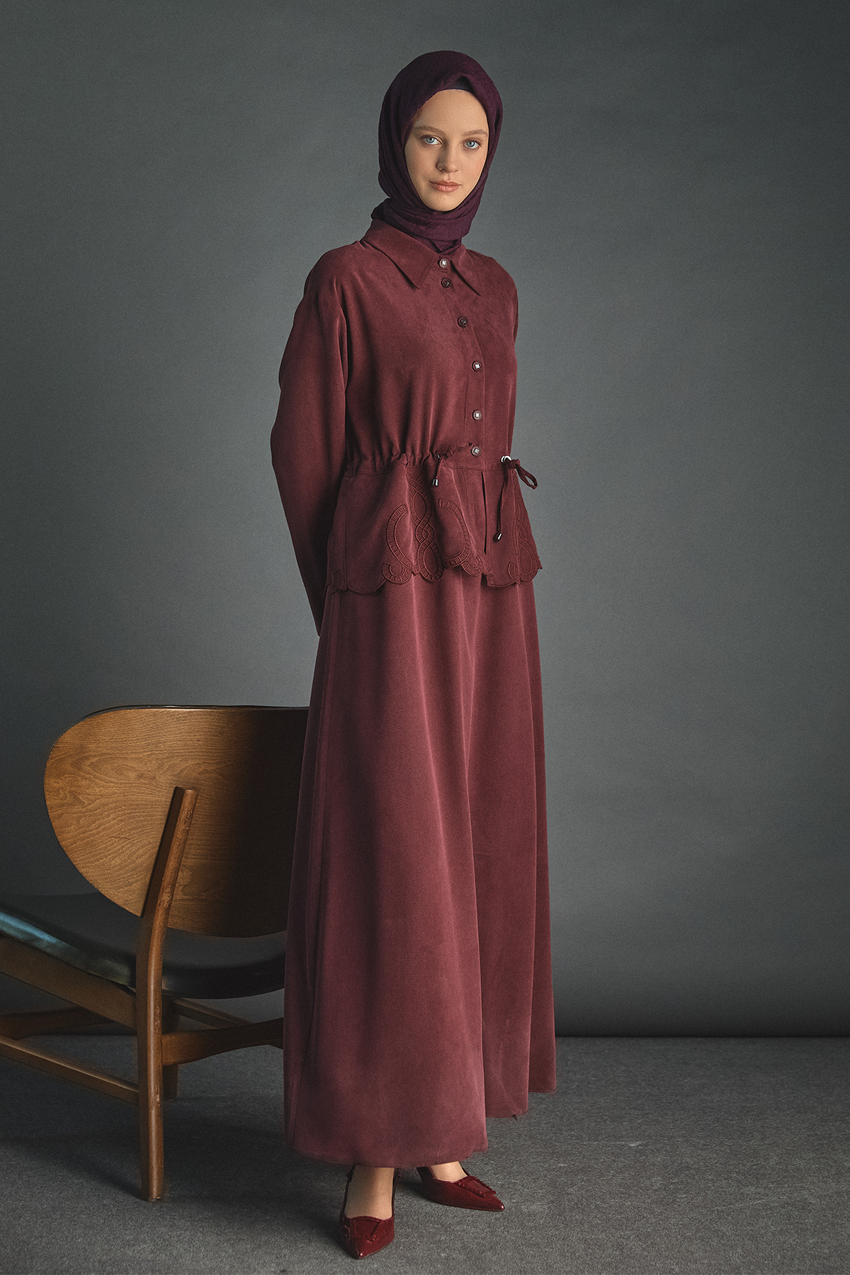 Nakışlı Lyocell Elbise