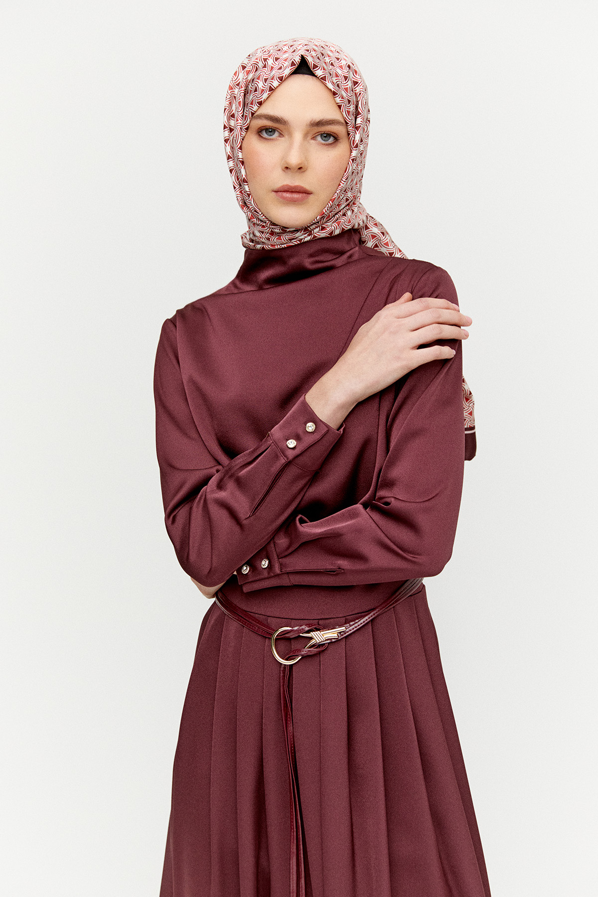 Kemerli Saten Elbise